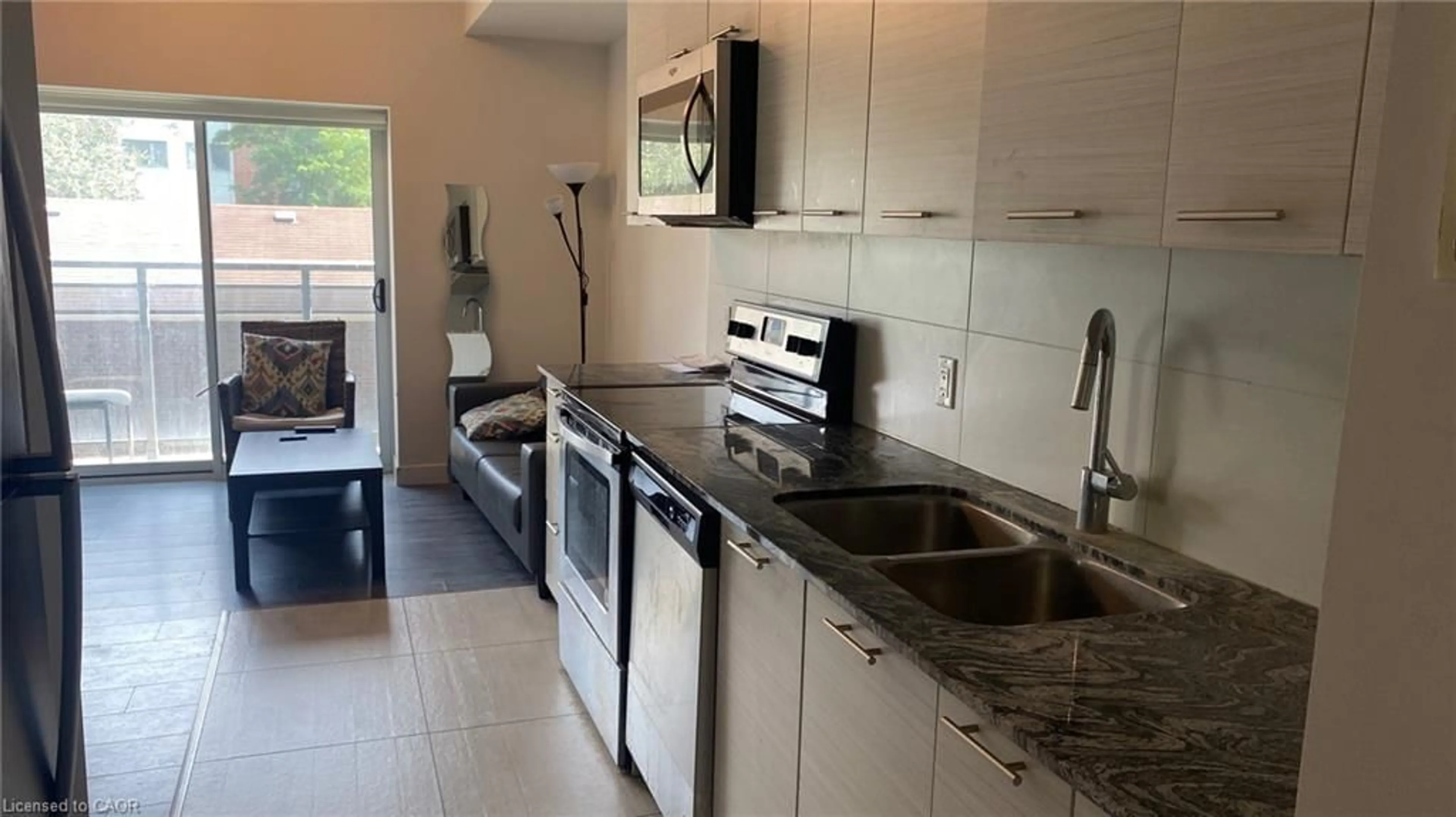 Standard kitchen, ceramic/tile floor for 251 Hemlock St #221, Waterloo Ontario N2L 3R4