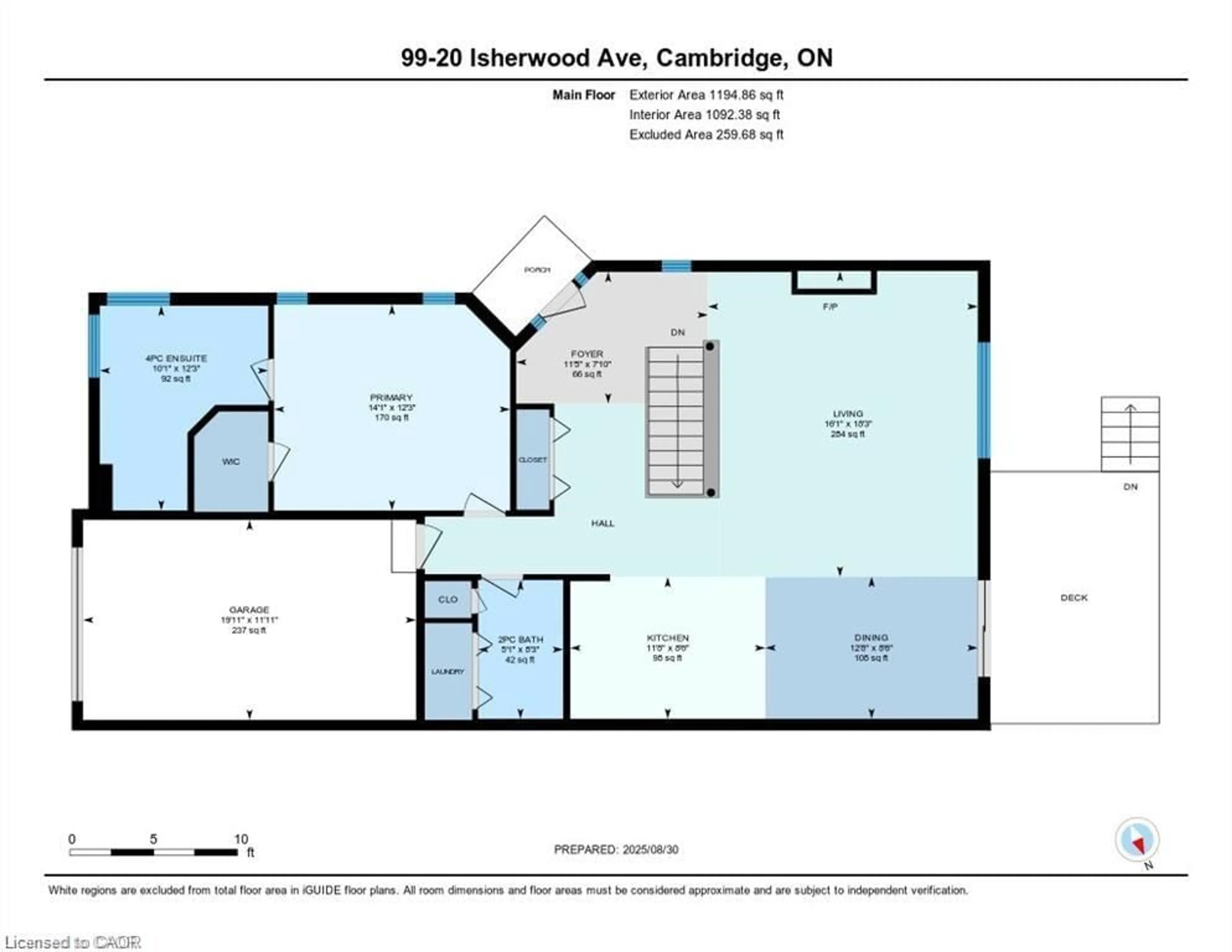 Floor plan for 20 Isherwood Ave #99, Cambridge Ontario N1R 8P9