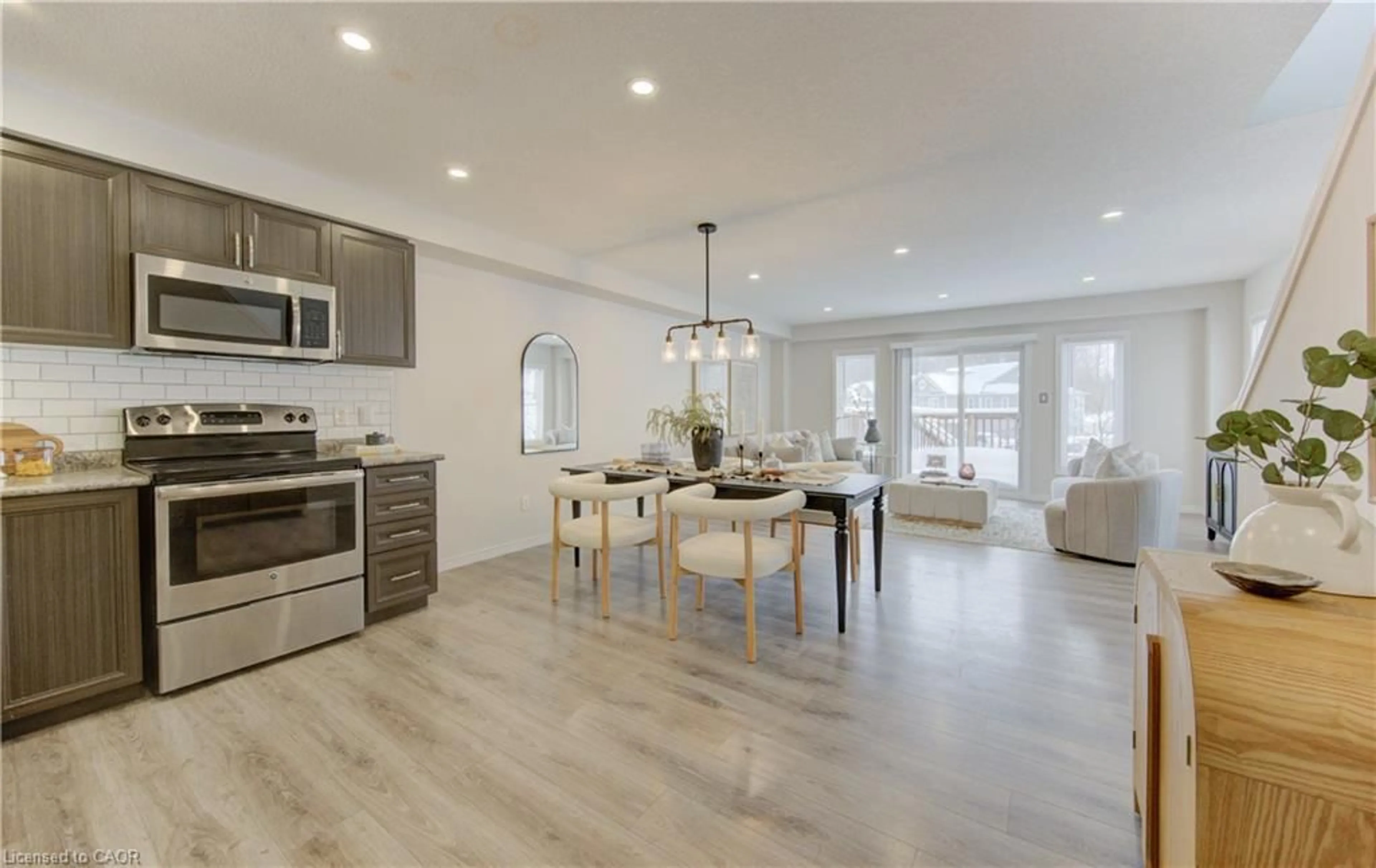 Open concept kitchen, wood/laminate floor for 1989 Ottawa St #1, Kitchener Ontario N2E 0G7