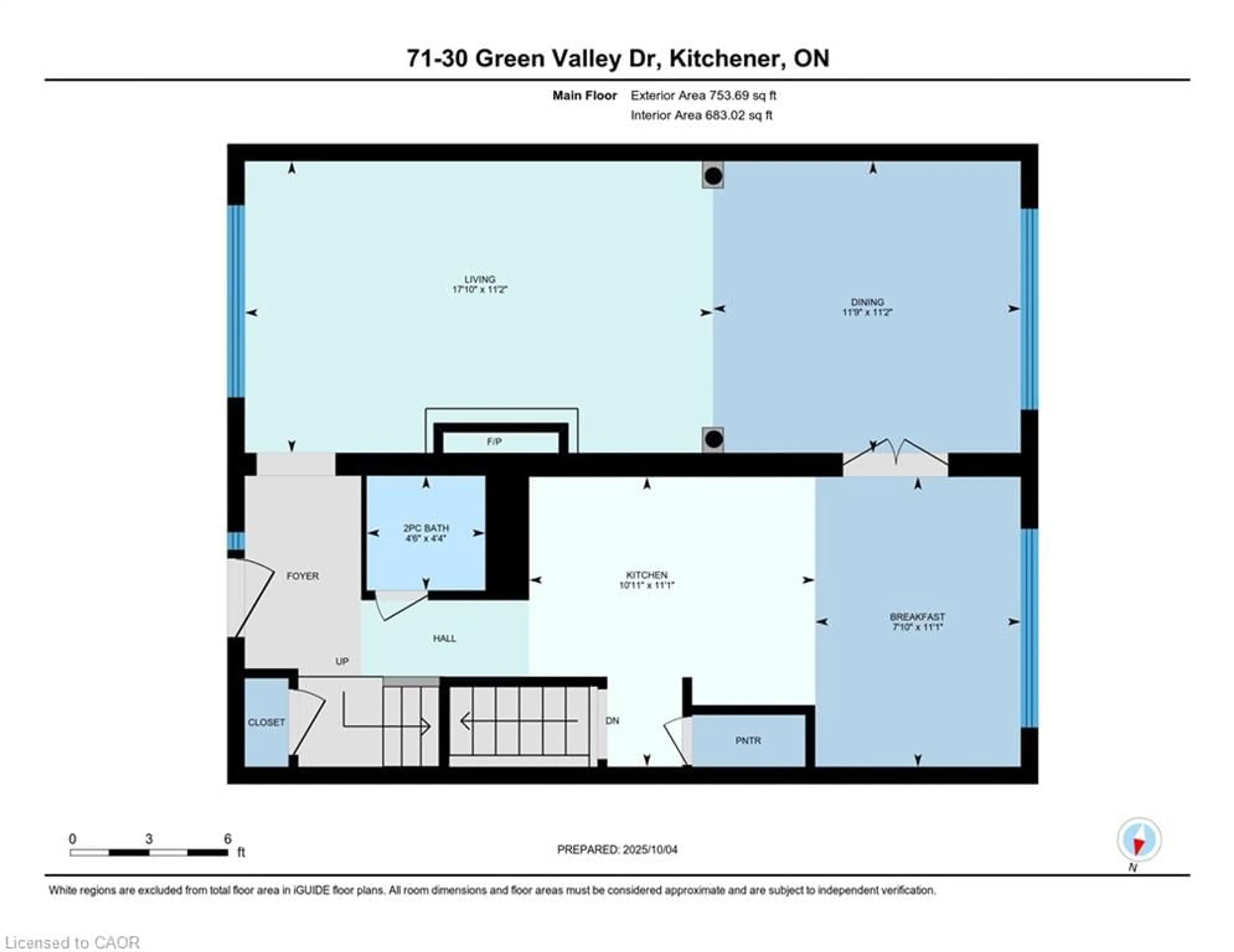 Floor plan for 30 Green Valley Dr #71, Kitchener Ontario N2P 1G8