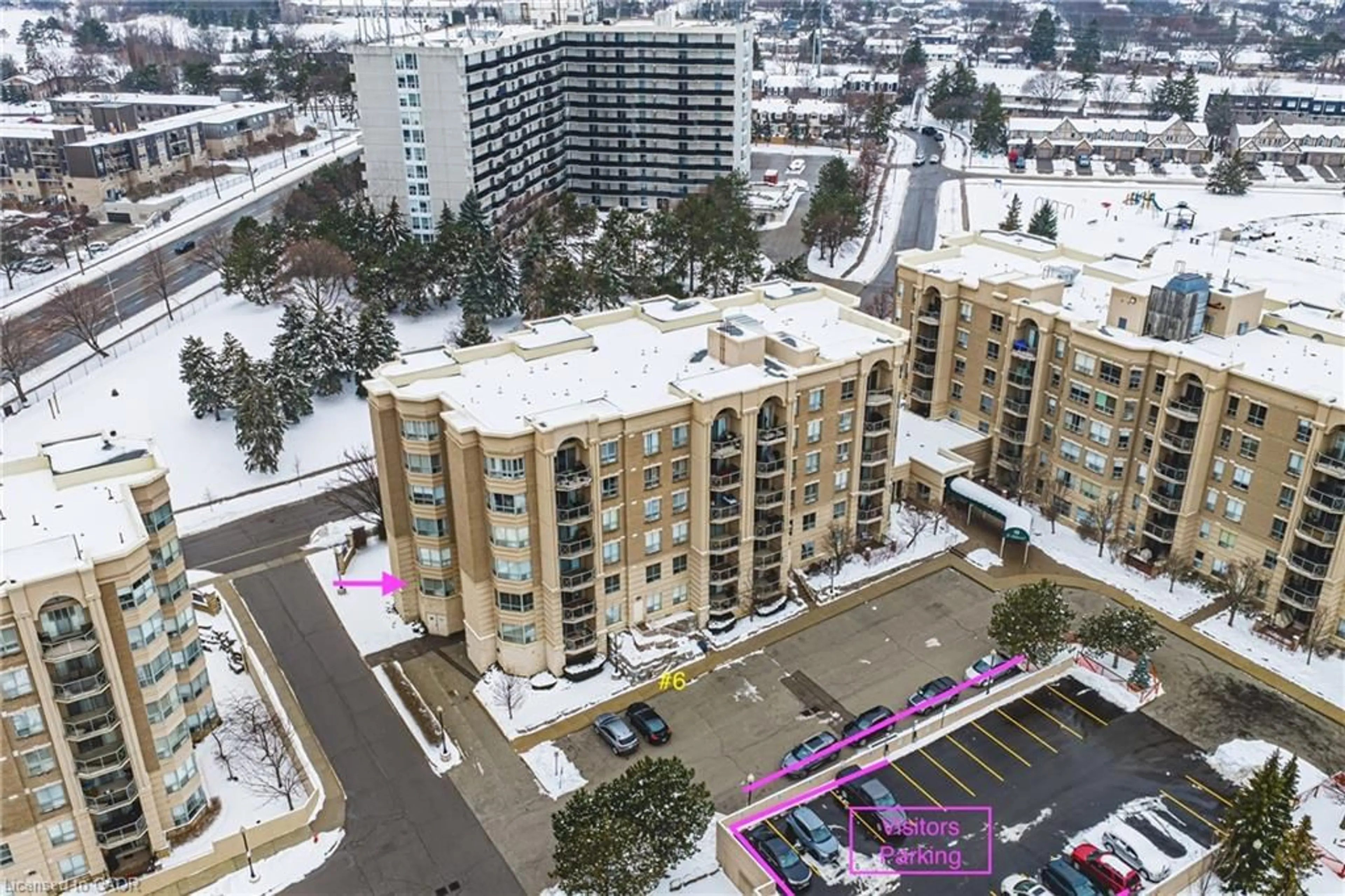 A pic from outside/outdoor area/front of a property/back of a property/a pic from drone, city buildings view from balcony for 2075 Amherst Heights Dr #103, Burlington Ontario L7P 5B8