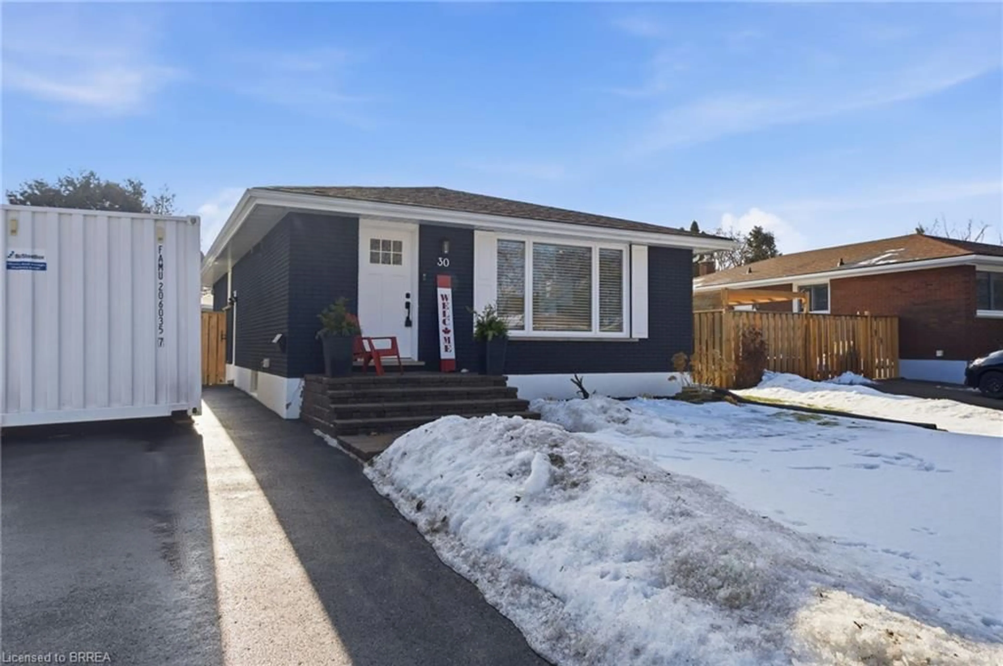 Home with vinyl exterior material, street for 30 Allanton Blvd, Brantford Ontario N3R 3C1