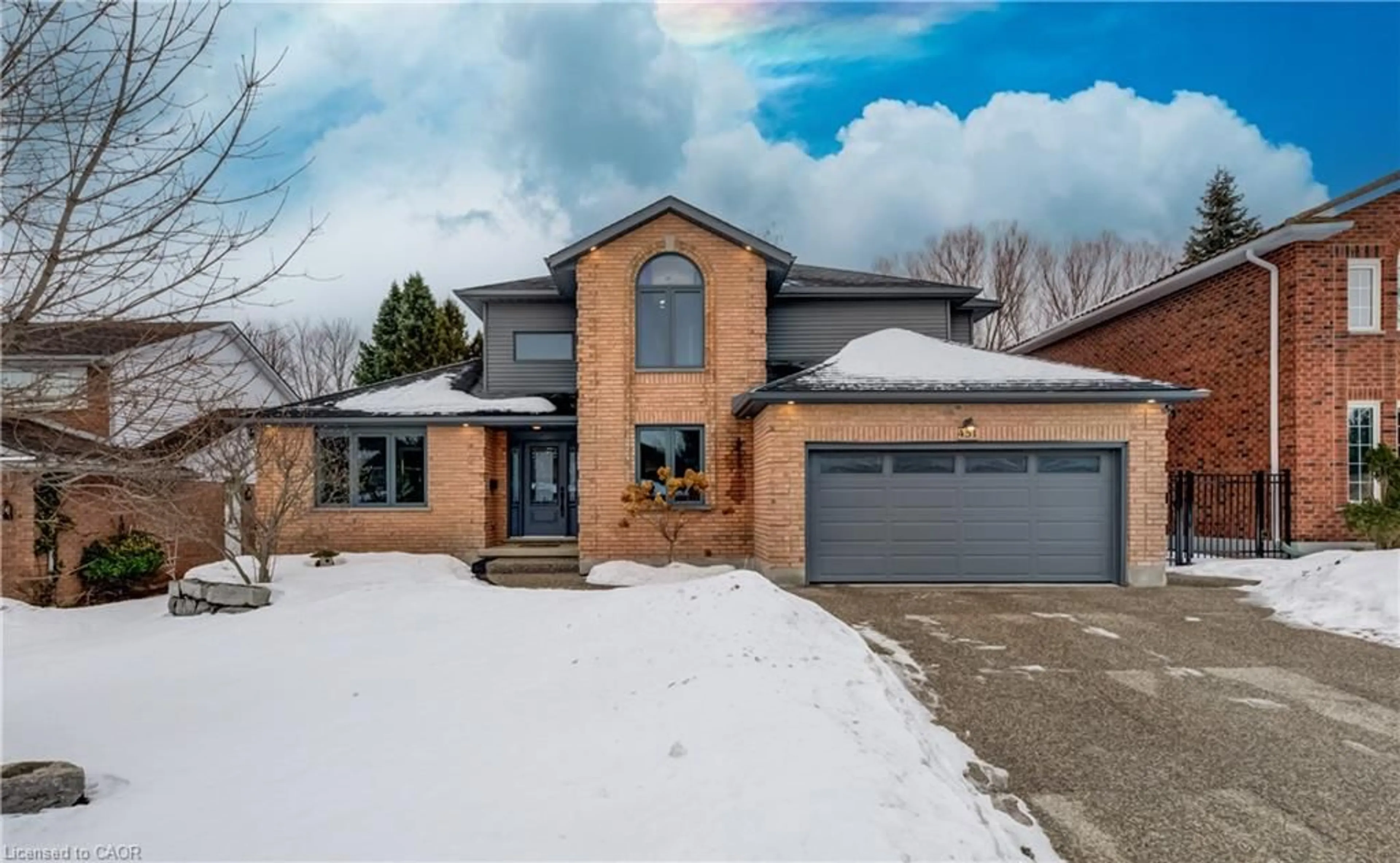 Home with brick exterior material, street for 451 Knightsbridge Crt, Waterloo Ontario N2T 2G5