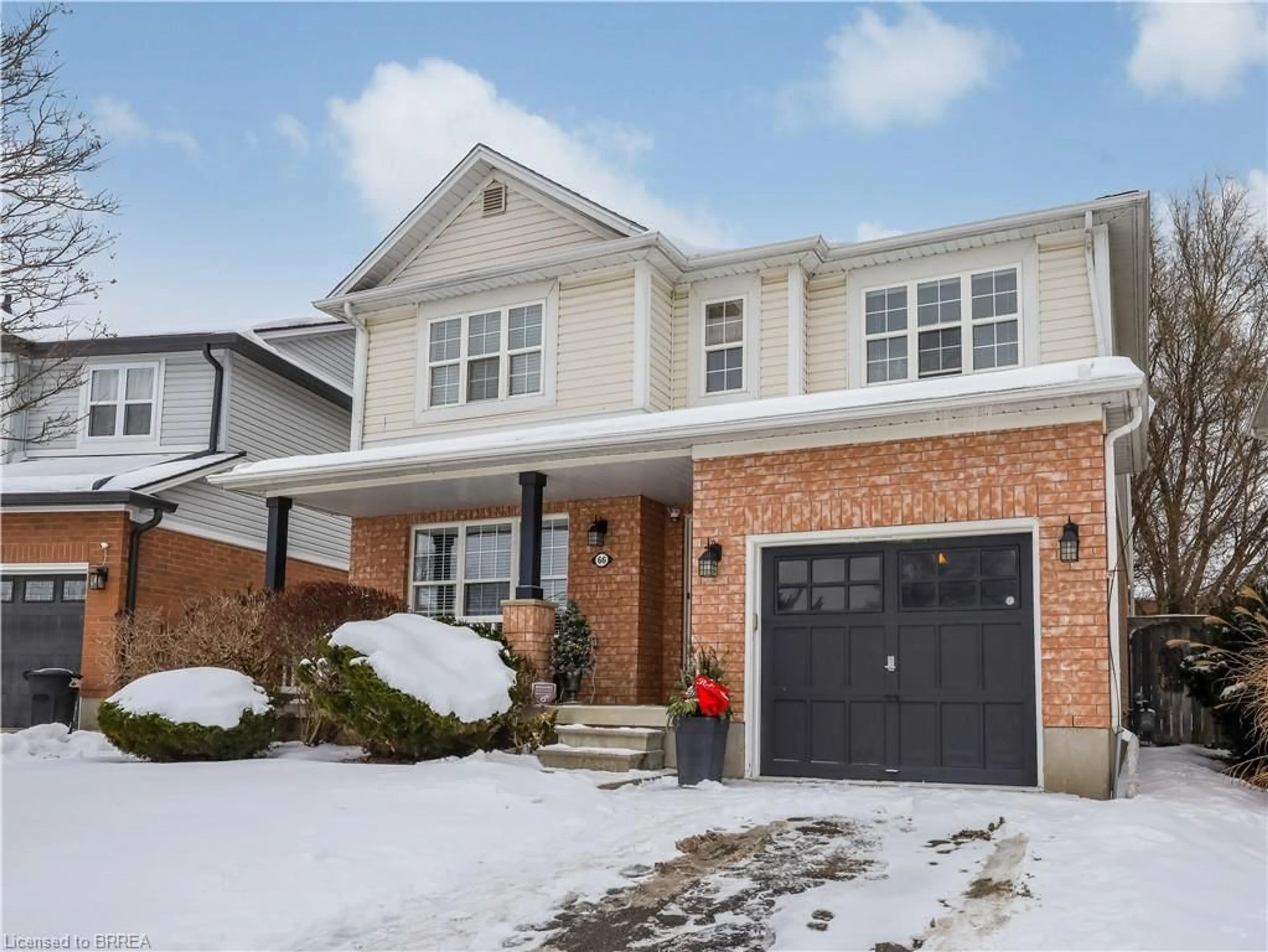 Home with brick exterior material, street for 66 Gaydon Way, Brantford Ontario N3T 6M9