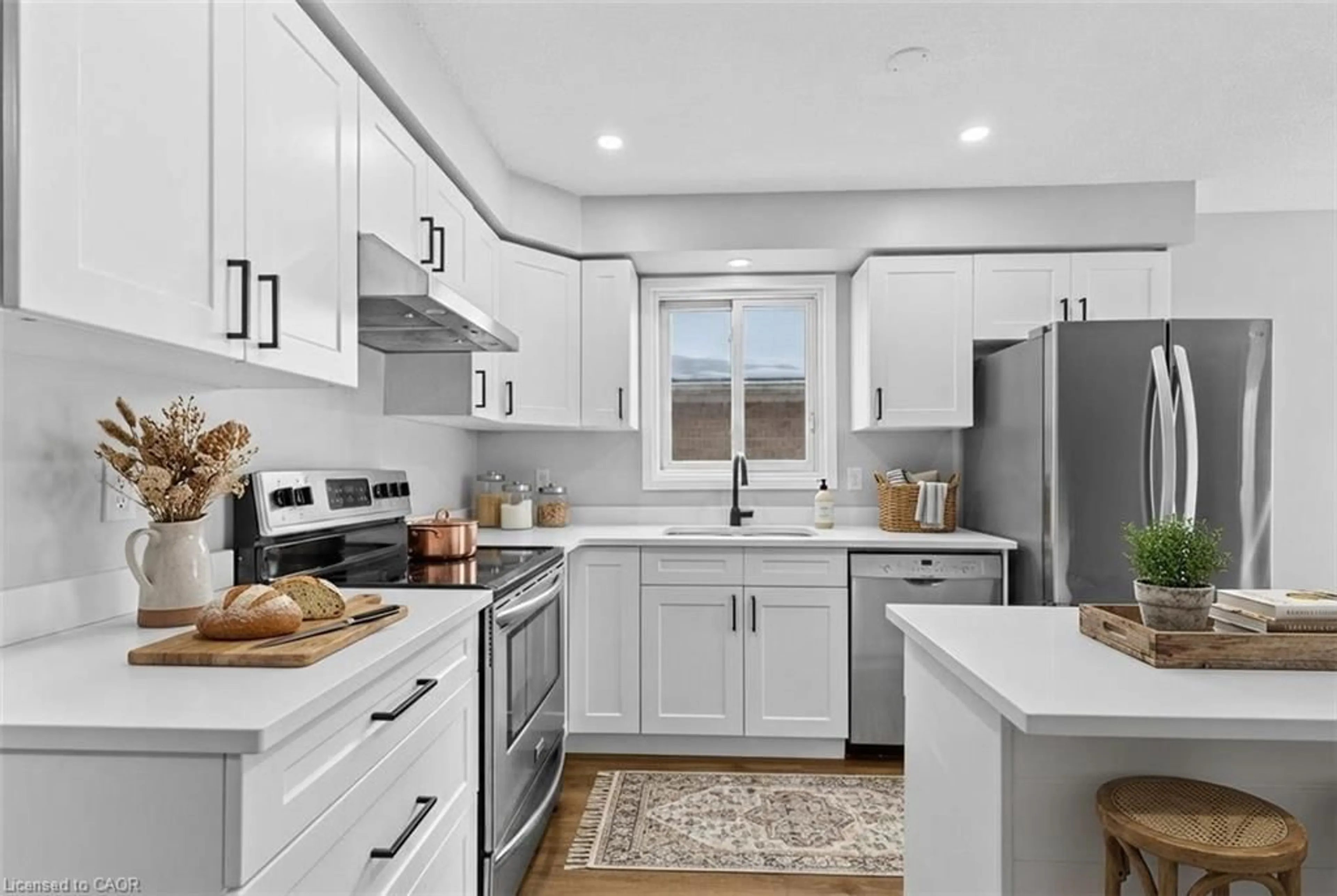 Open concept kitchen, ceramic/tile floor for 493 Bankside Dr, Kitchener Ontario N2N 3J3