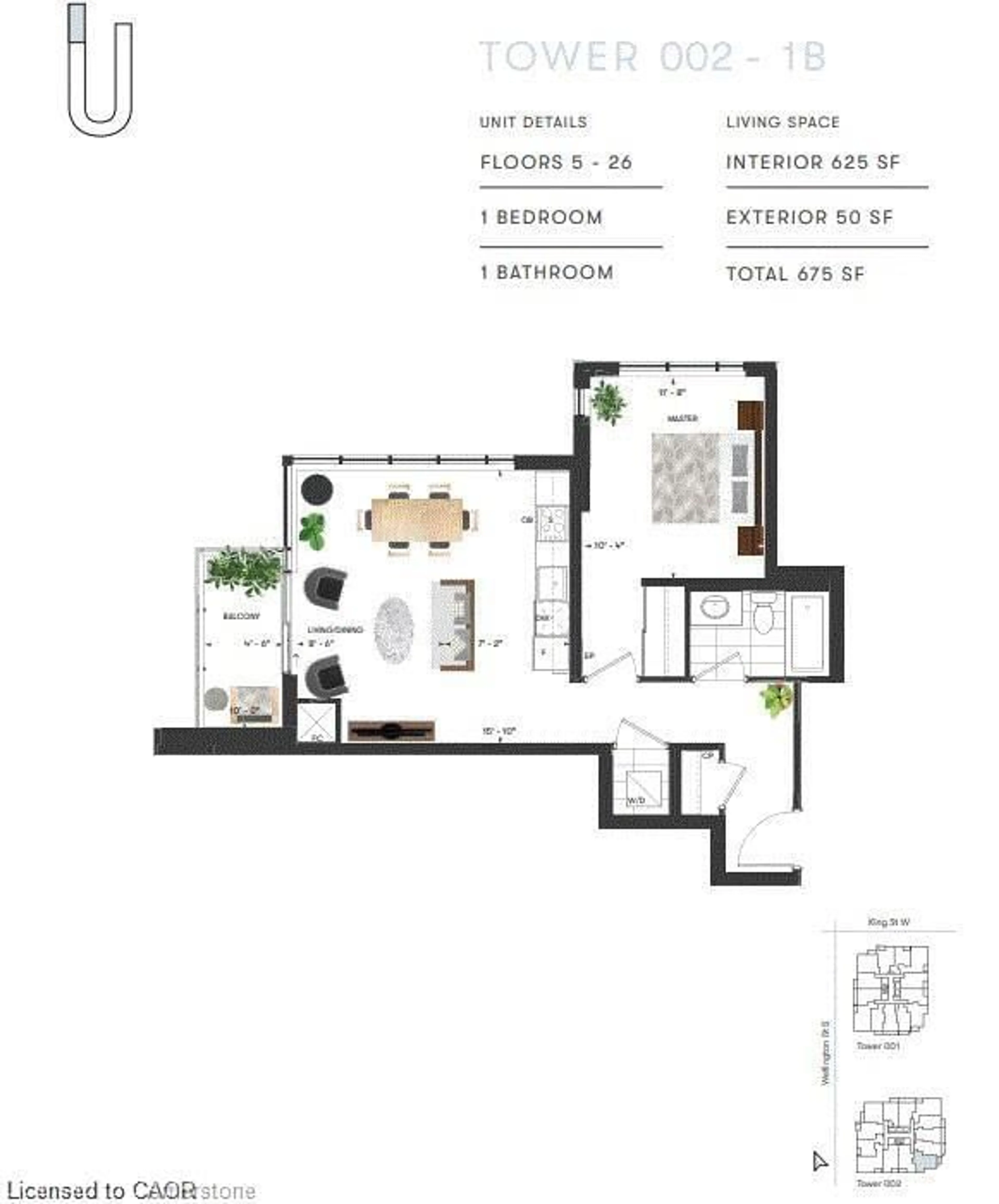 Floor plan for 15 Wellington St #606, Kitchener Ontario N2G 0E4