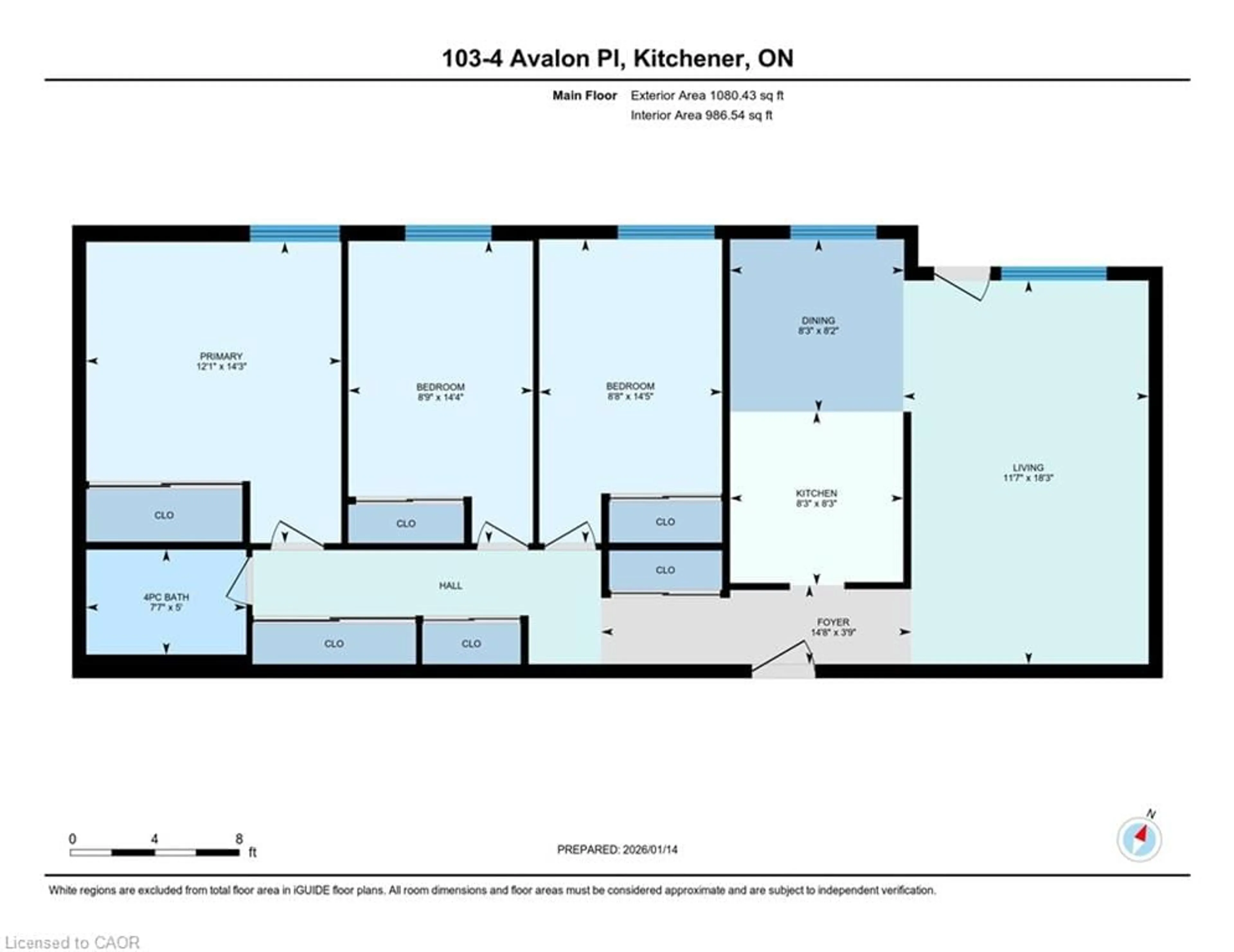Floor plan for 4 Avalon Pl #103, Kitchener Ontario N2M 4N6