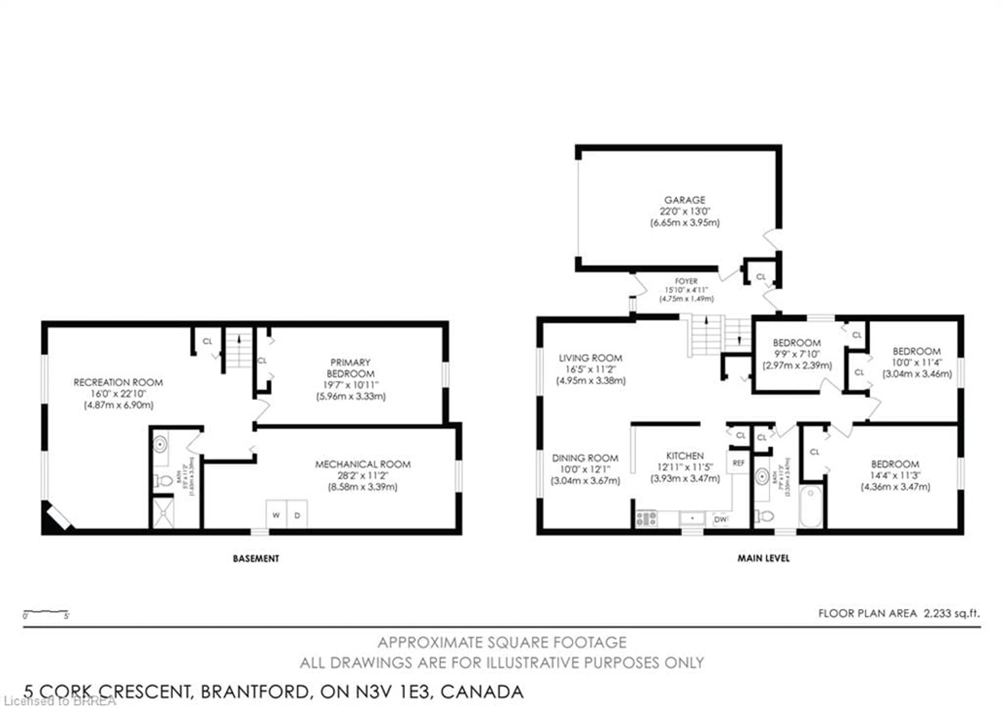 Floor plan for 5 Cork Cres, Brantford Ontario N3V 1E3
