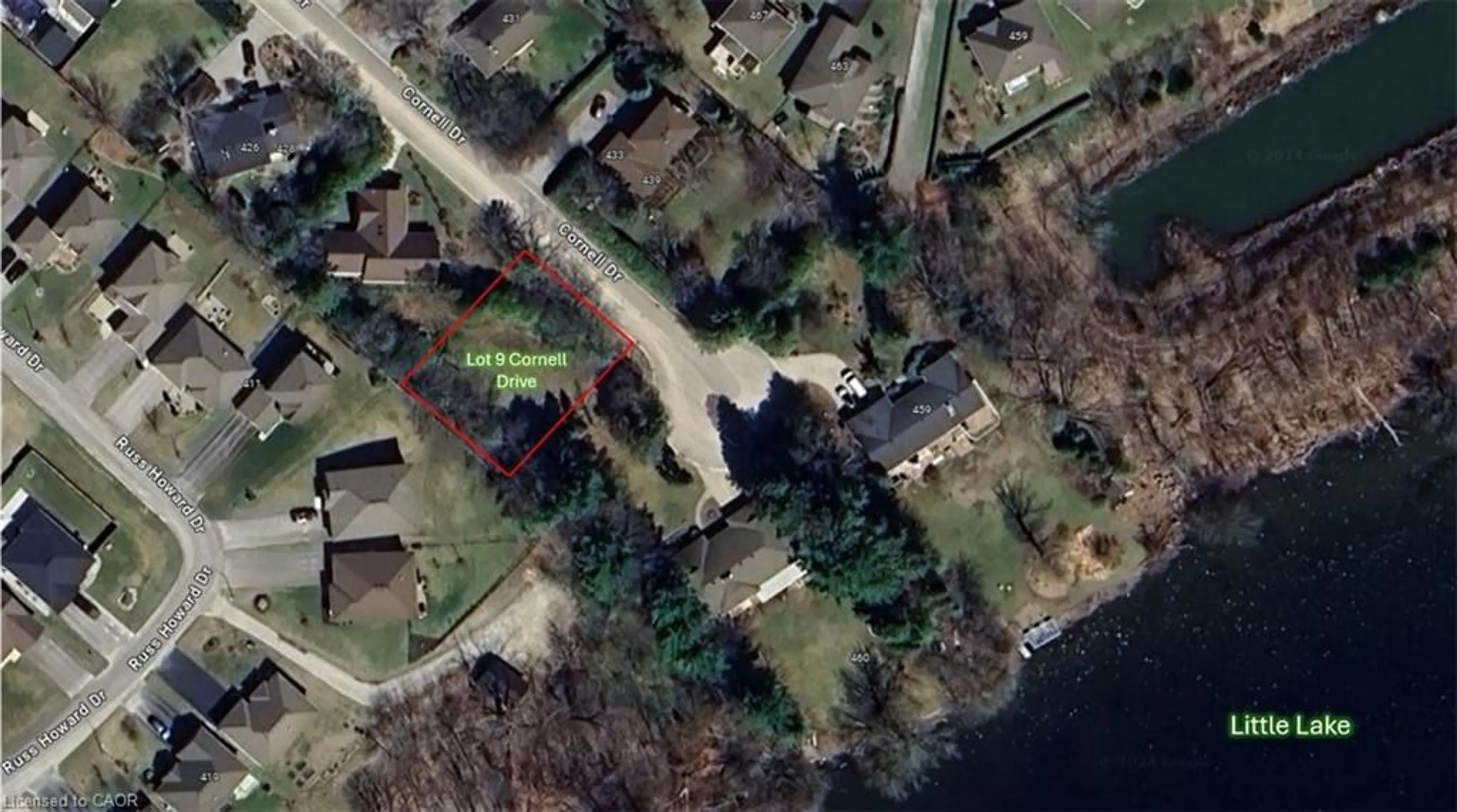 A pic from outside/outdoor area/front of a property/back of a property/a pic from drone, water/lake/river/ocean view for LOT 9 Cornell Dr, Midland Ontario L4R 4C7