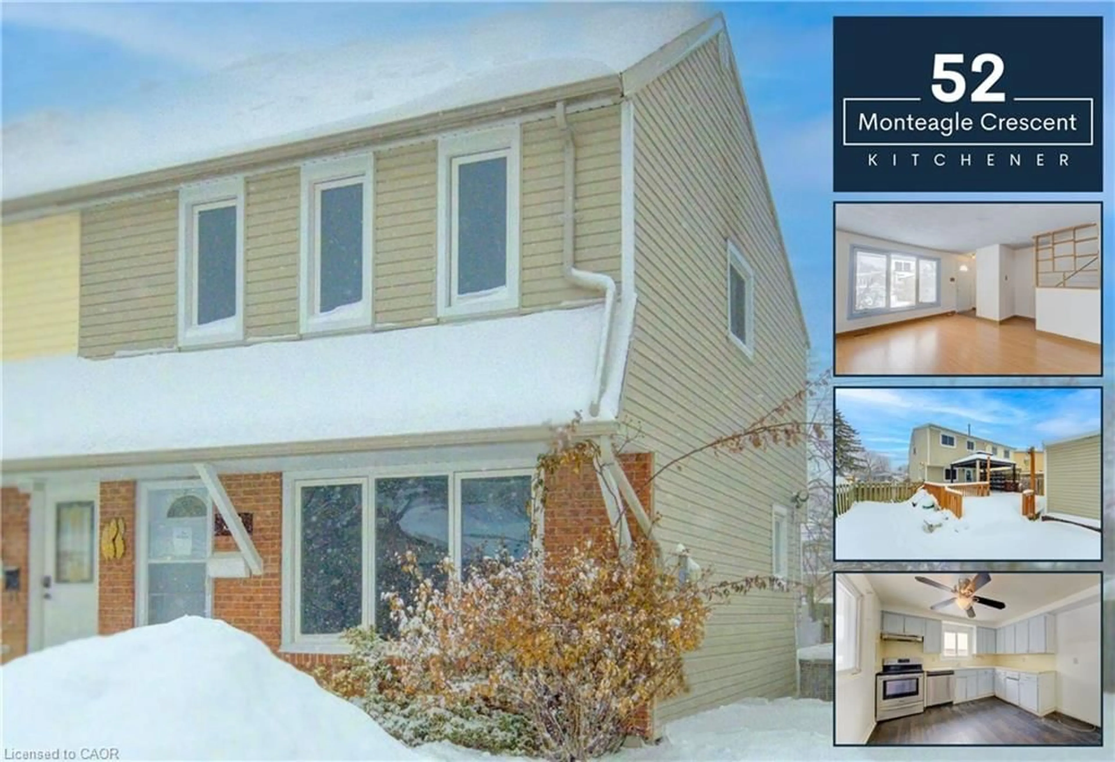 Home with vinyl exterior material, street for 52 Monteagle Cres, Kitchener Ontario N2N 1N1