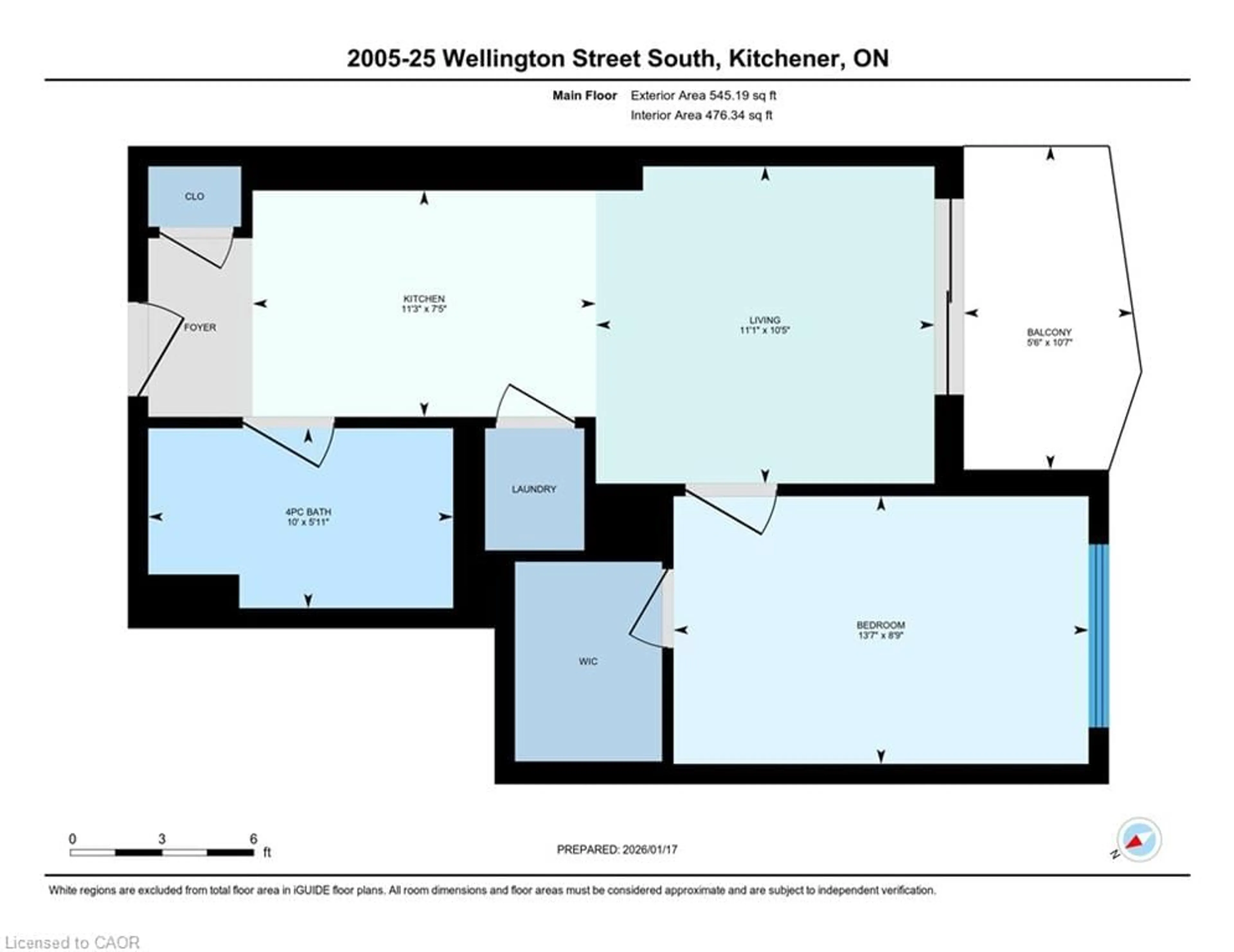 Floor plan for 25 Wellington St #2005, Kitchener Ontario N2G 0G5