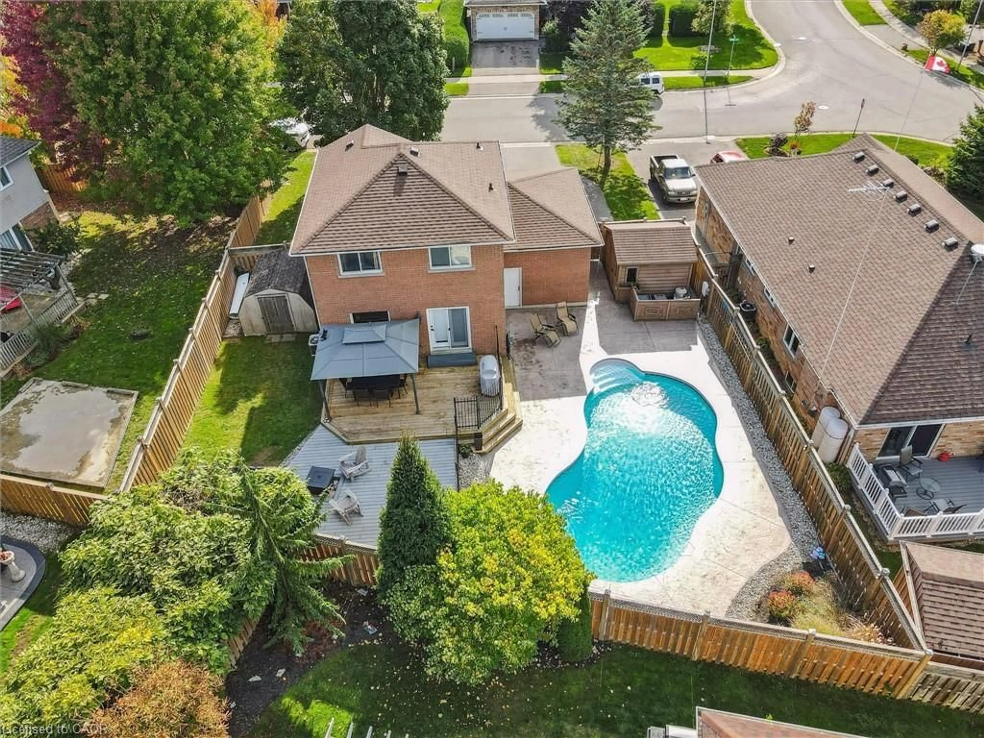 A pic from outside/outdoor area/front of a property/back of a property/a pic from drone, water/lake/river/ocean view for 334 Daniel Cres, Elora Ontario N0B 1S0