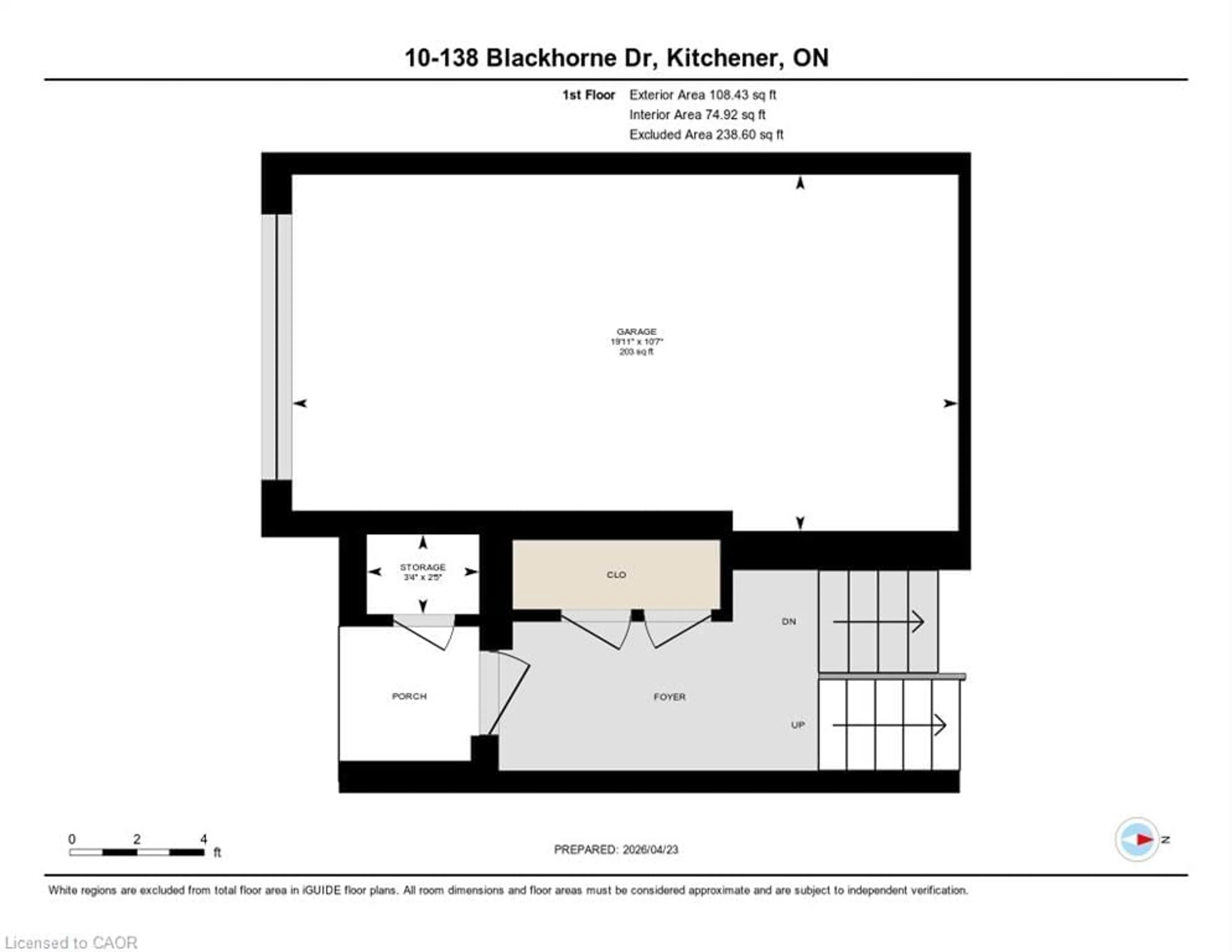 Floor plan for 138 Blackhorne Dr #10, Kitchener Ontario N2E 1Z3