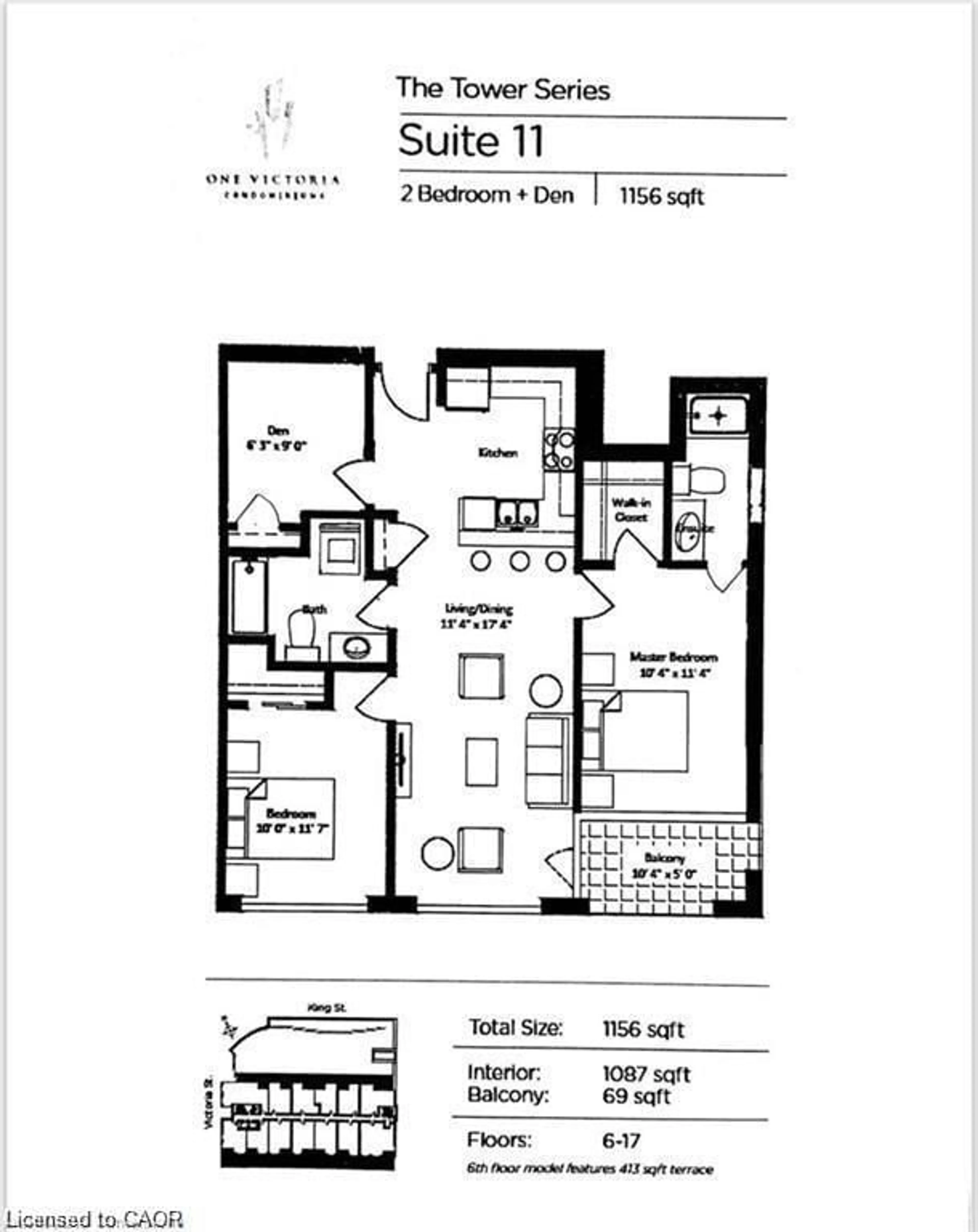 Floor plan for 1 Victoria St #811, Kitchener Ontario N2G 0B5