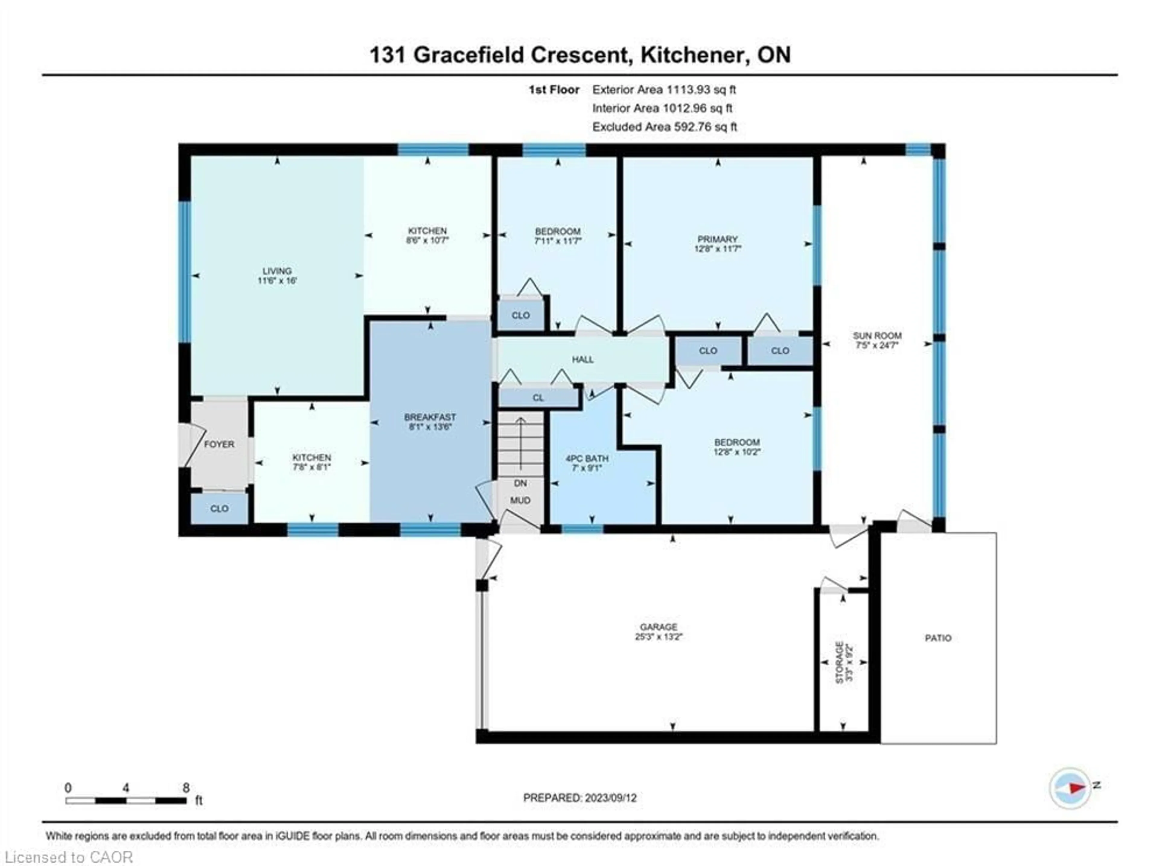 Floor plan for 131 Gracefield Cres, Kitchener Ontario N2E 1R8