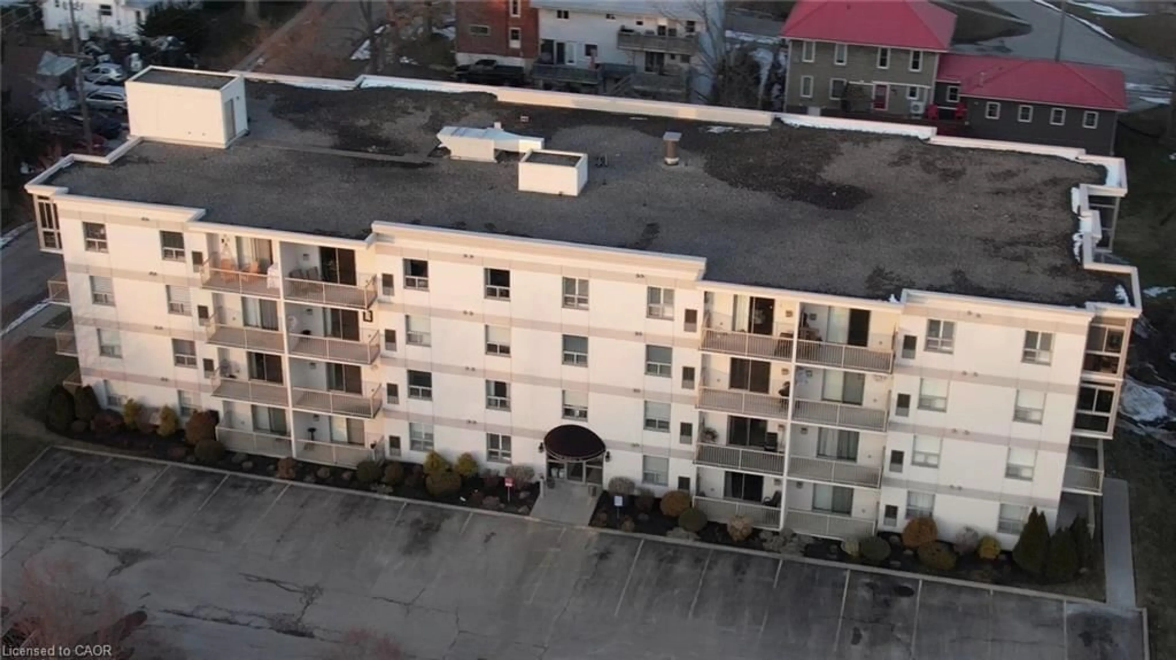 A pic from outside/outdoor area/front of a property/back of a property/a pic from drone, city buildings view from balcony for 12 St Andrew St #202, Port Dover Ontario N0A 1N1