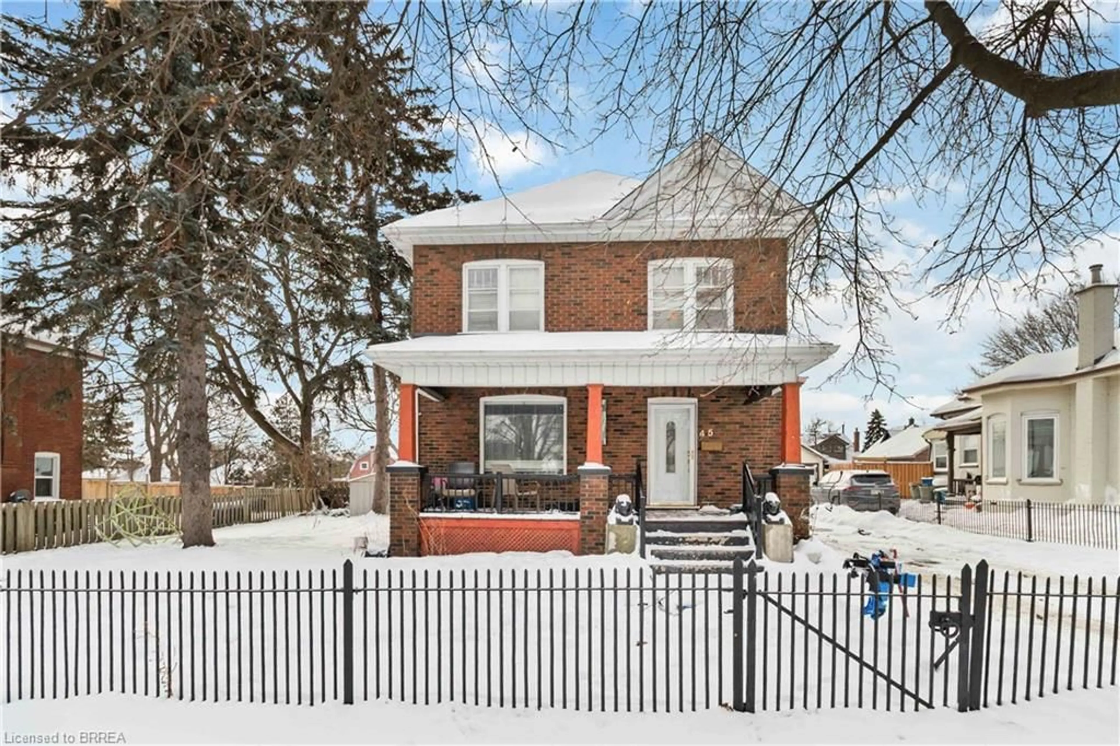Home with brick exterior material, street for 45 Brighton Ave, Brantford Ontario N3S 1V8