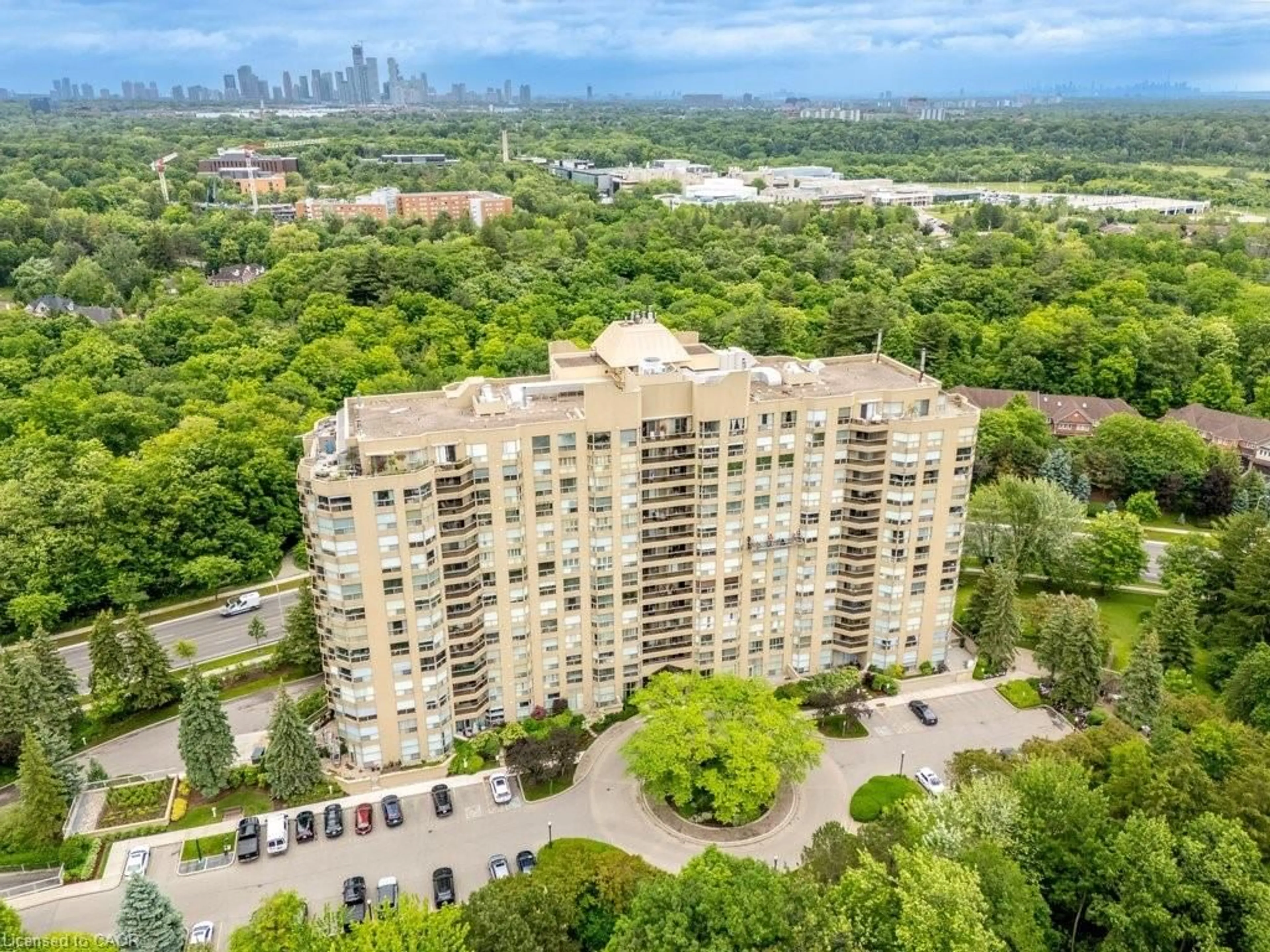 A pic from outside/outdoor area/front of a property/back of a property/a pic from drone, city buildings view from balcony for 1800 The Collegeway #211, Mississauga Ontario L5L 5S4