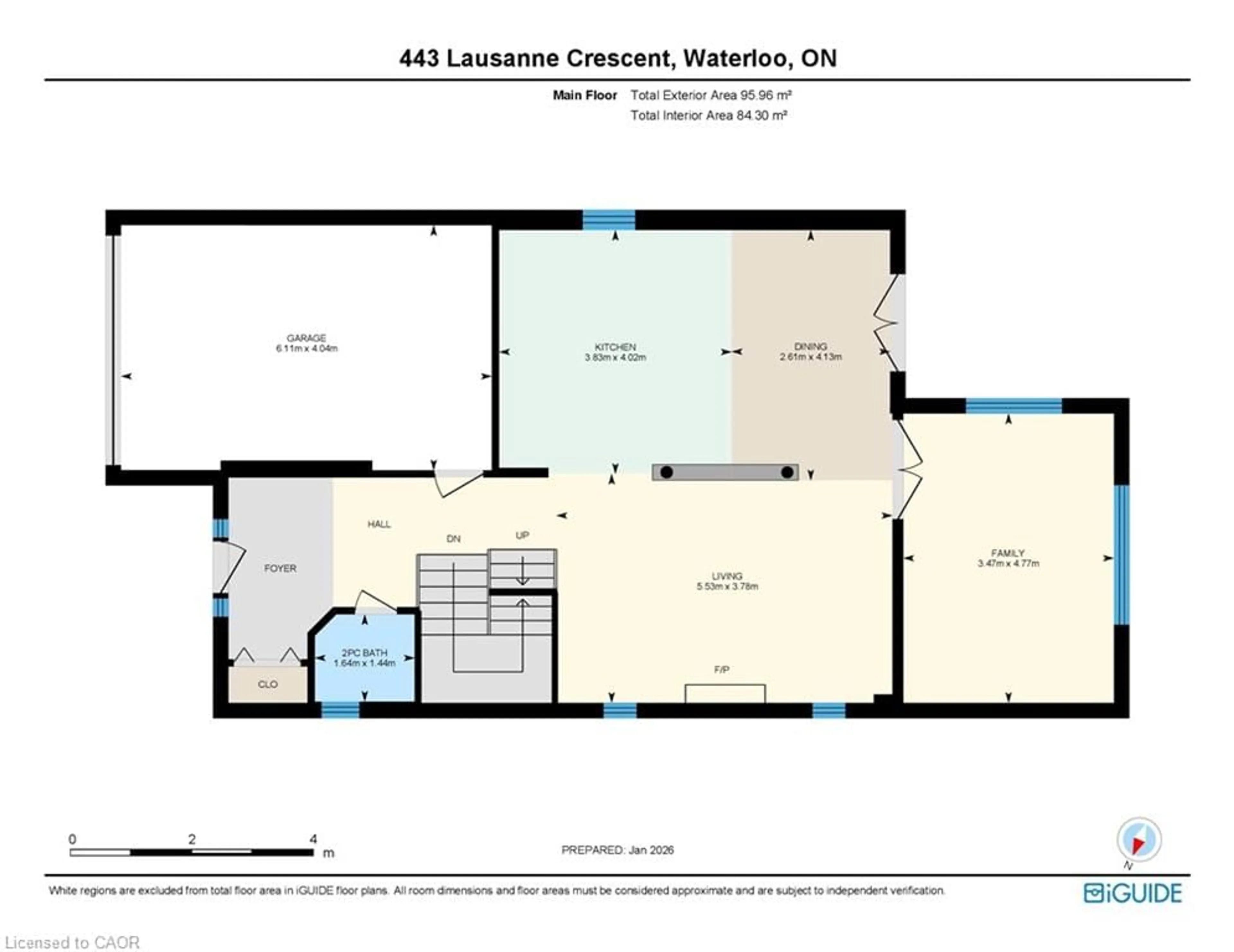Floor plan for 443 Lausanne Cres, Waterloo Ontario N2T 2X4