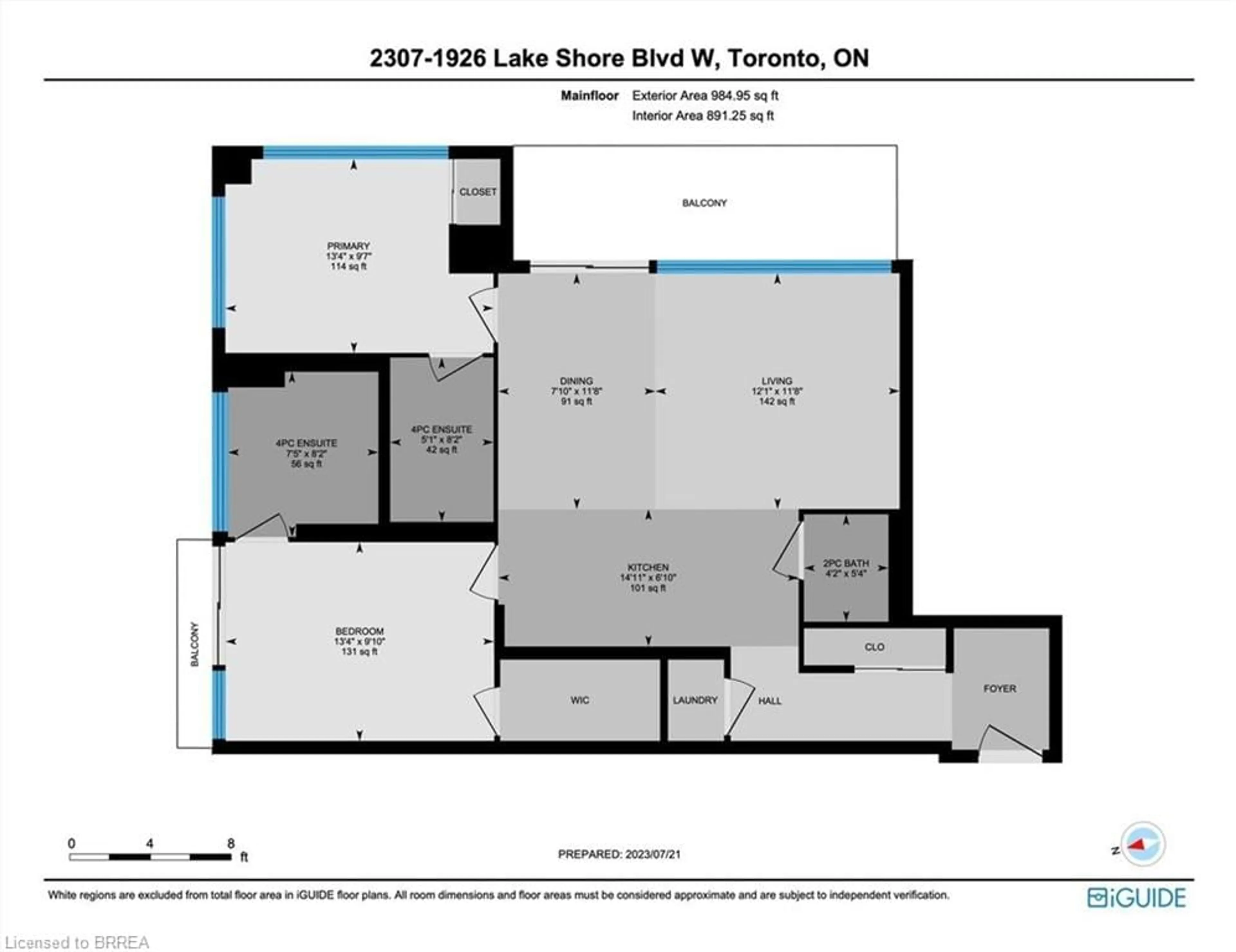 Floor plan for 1926 Lake Shore Blvd #2307, Toronto Ontario M6S 1A1