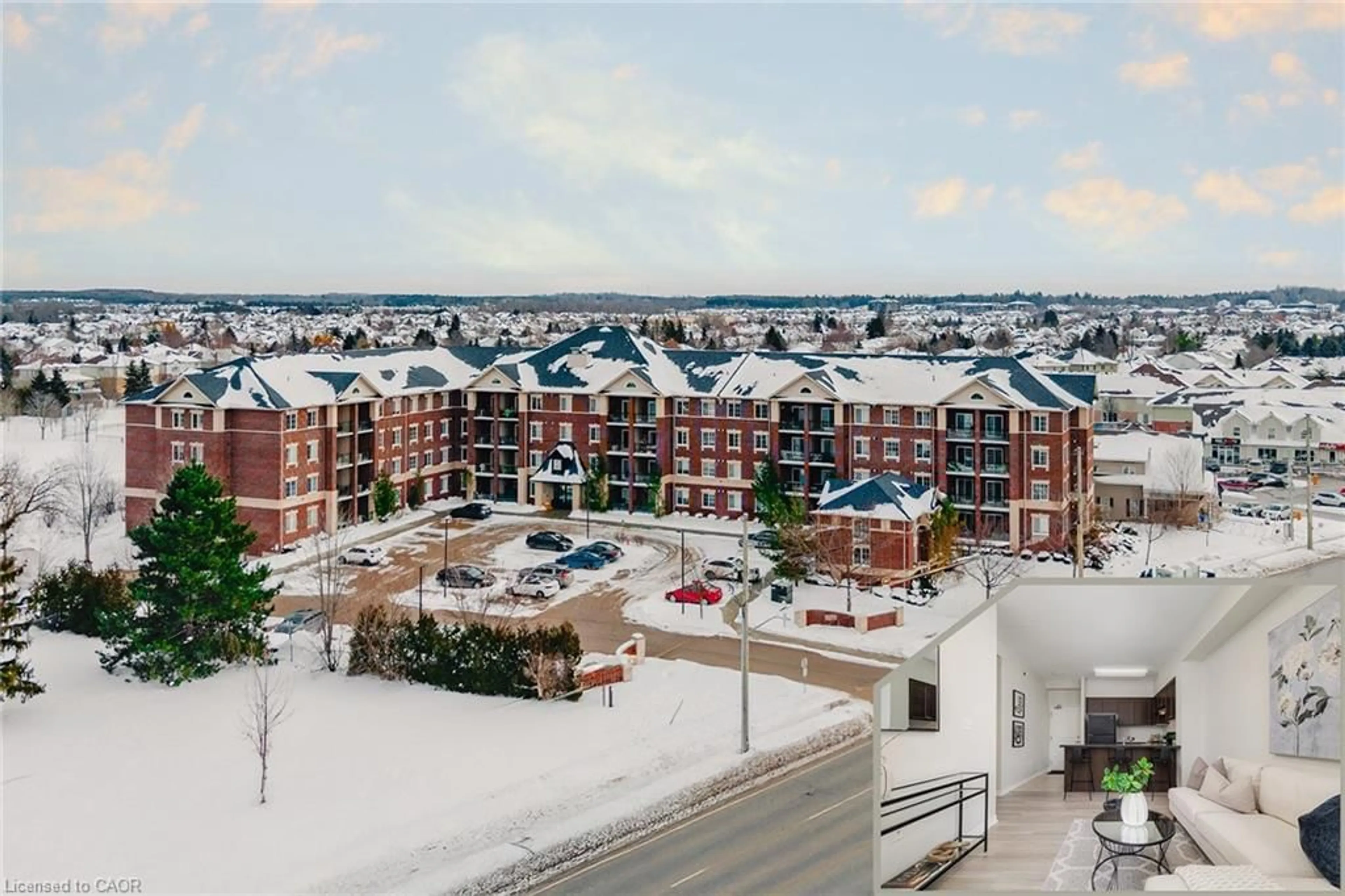 A pic from outside/outdoor area/front of a property/back of a property/a pic from drone, city buildings view from balcony for 1440 Gordon St #109, Guelph Ontario N1L 1C8