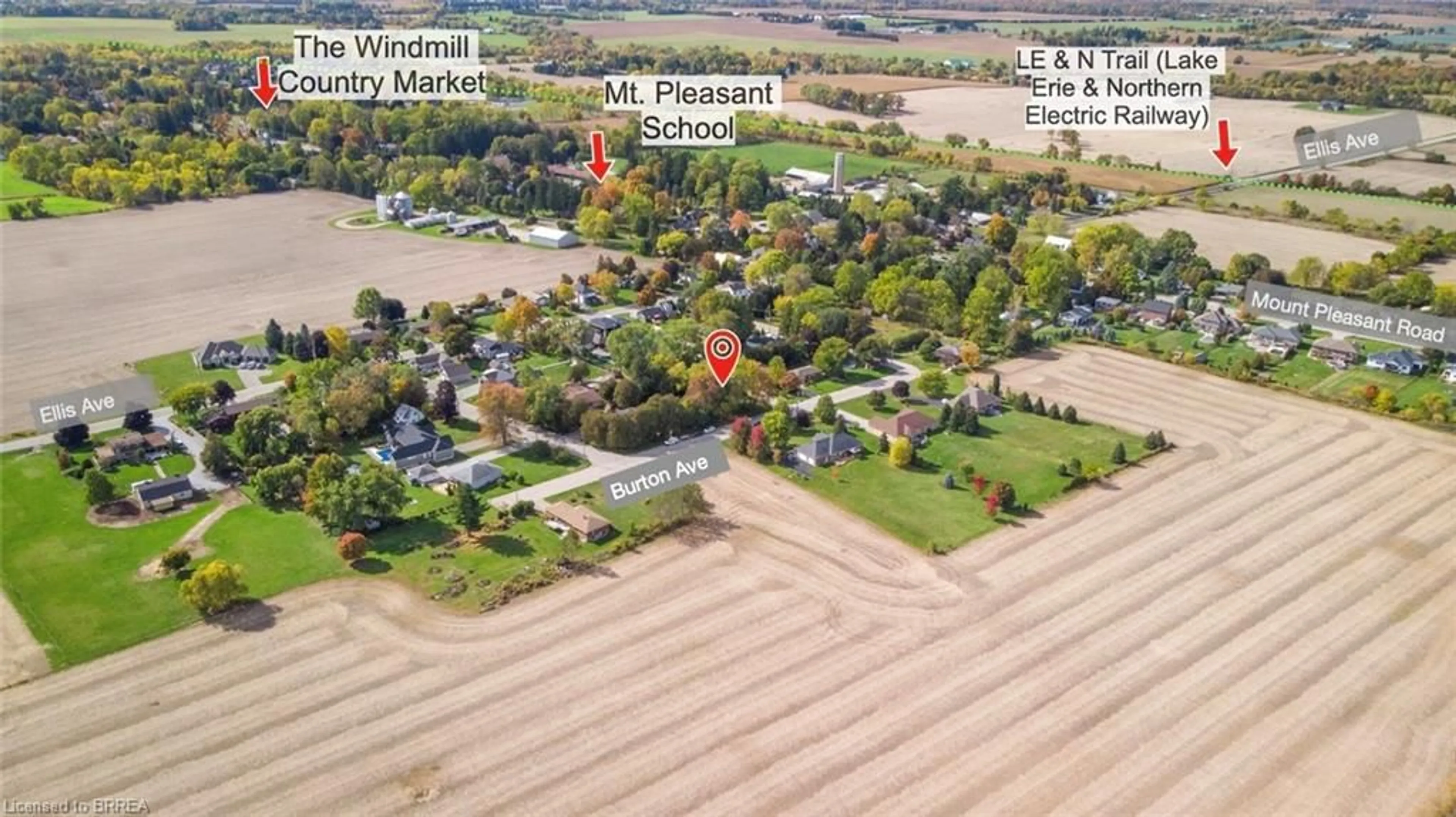 A pic from outside/outdoor area/front of a property/back of a property/a pic from drone, water/lake/river/ocean view for 8 Burton Ave Ave, Mount Pleasant Ontario N0E 1K0