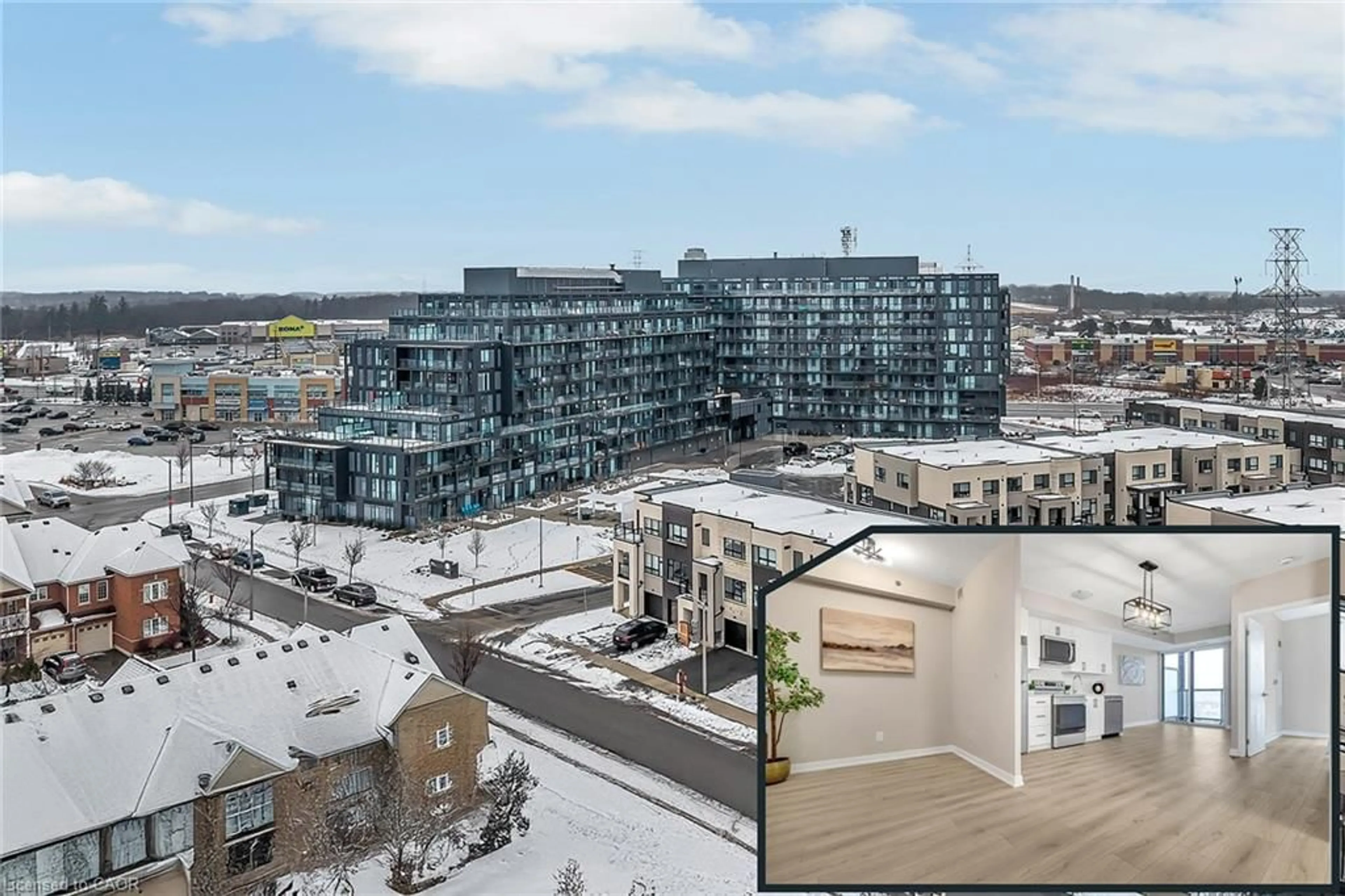 A pic from outside/outdoor area/front of a property/back of a property/a pic from drone, city buildings view from balcony for 3210 Dakota Common #A614, Burlington Ontario L7M 2A8