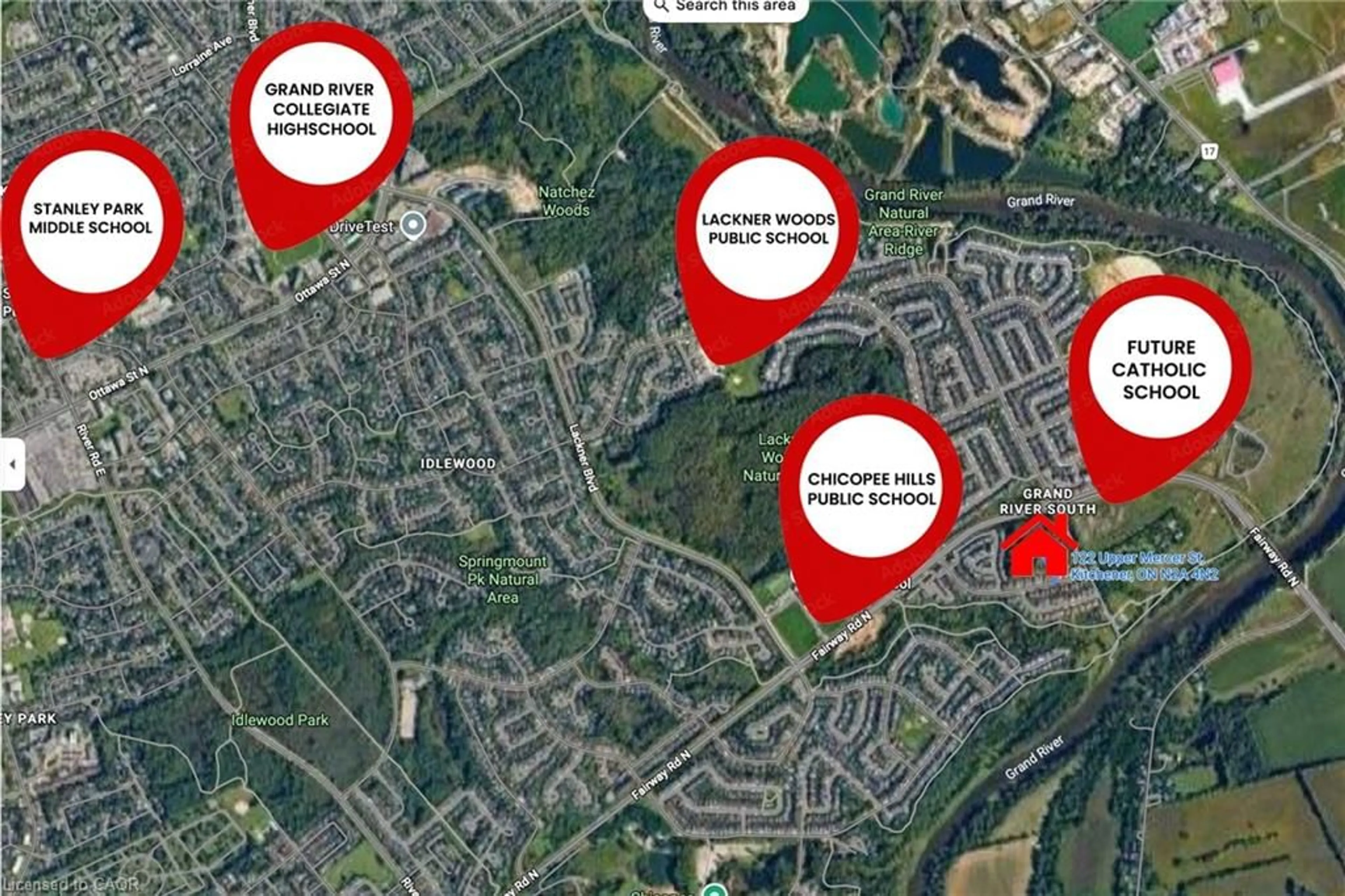 Picture of a map for 122 Upper Mercer St, Kitchener Ontario N2A 4N2