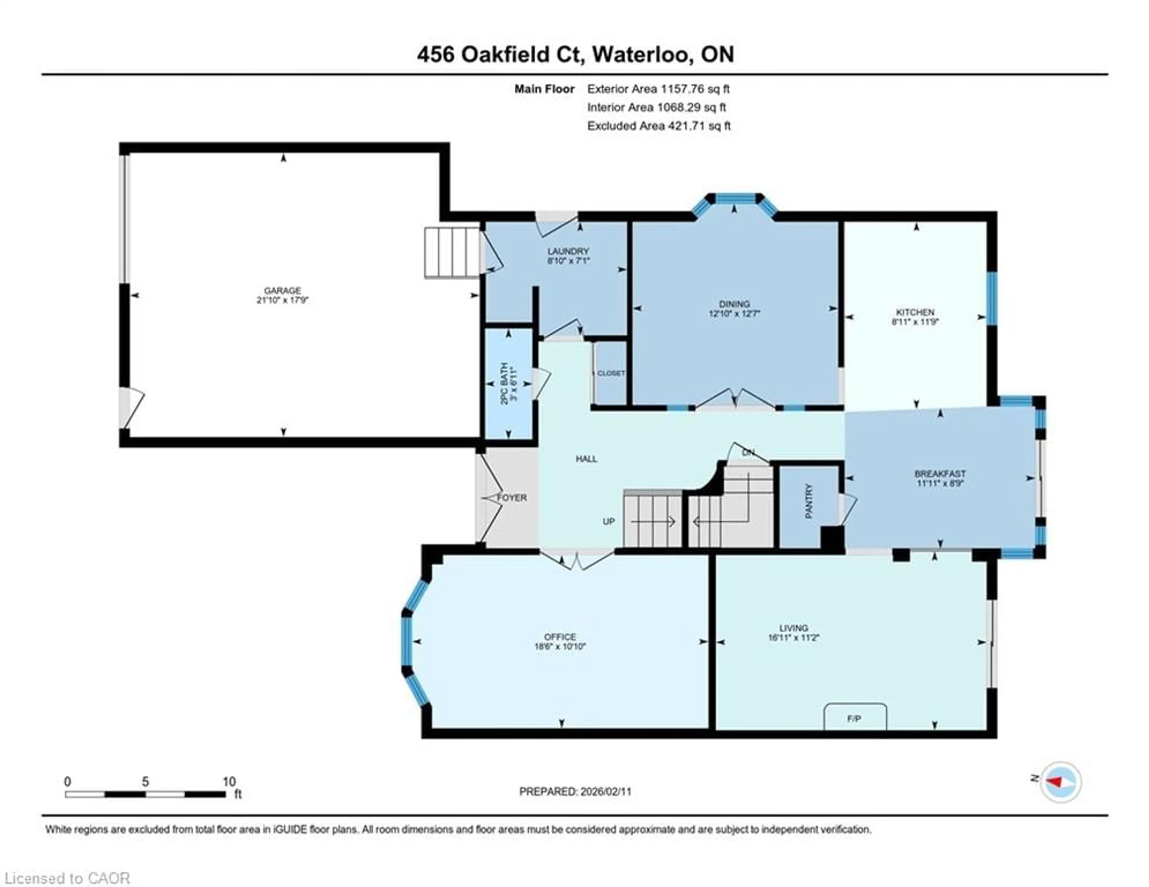Floor plan for 456 Oakfield Crt, Waterloo Ontario N2T 1X5