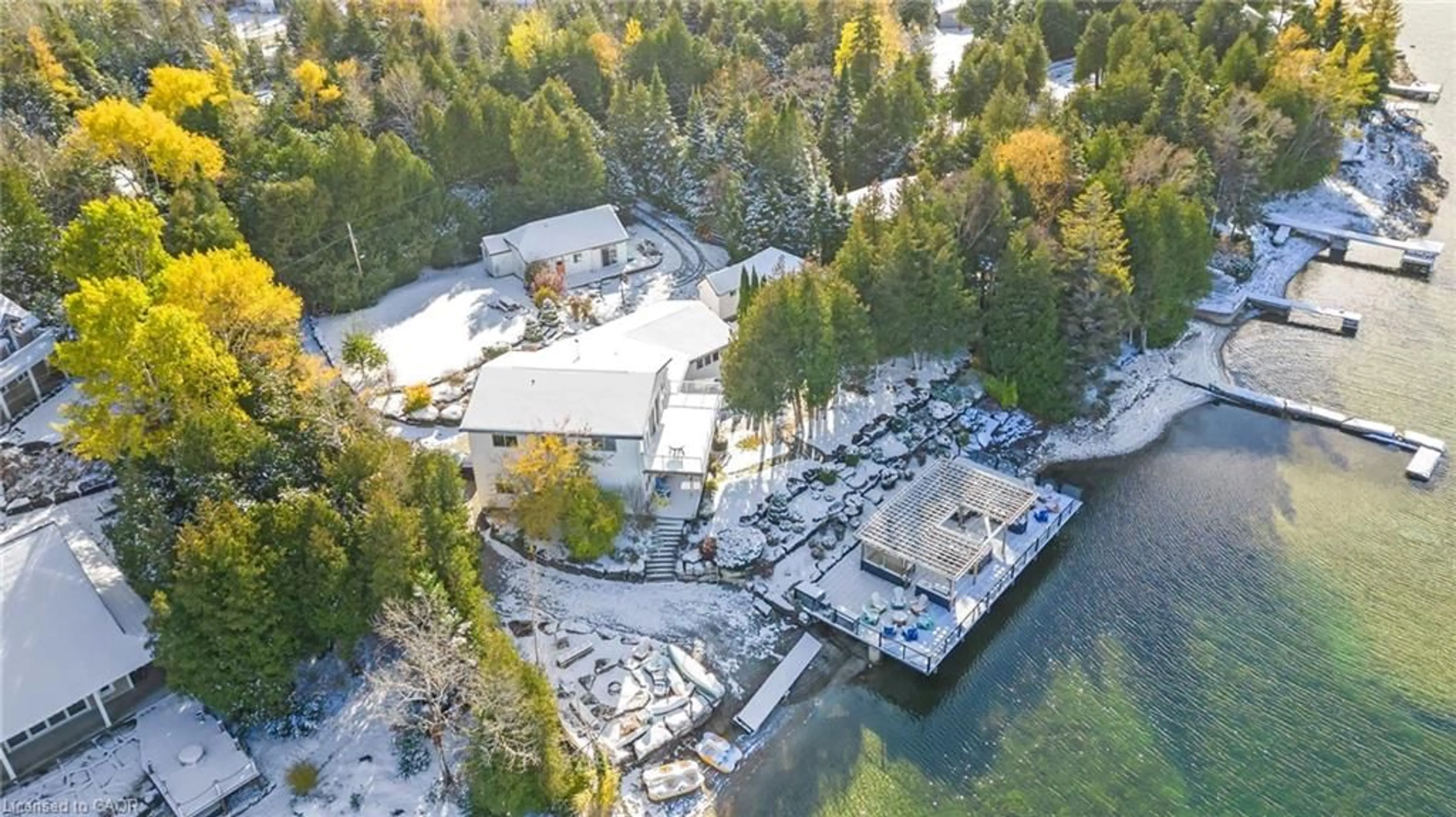 A pic from outside/outdoor area/front of a property/back of a property/a pic from drone, water/lake/river/ocean view for 34 Green Cedar Dr, Northern Bruce Peninsula Ontario N0H 1W0