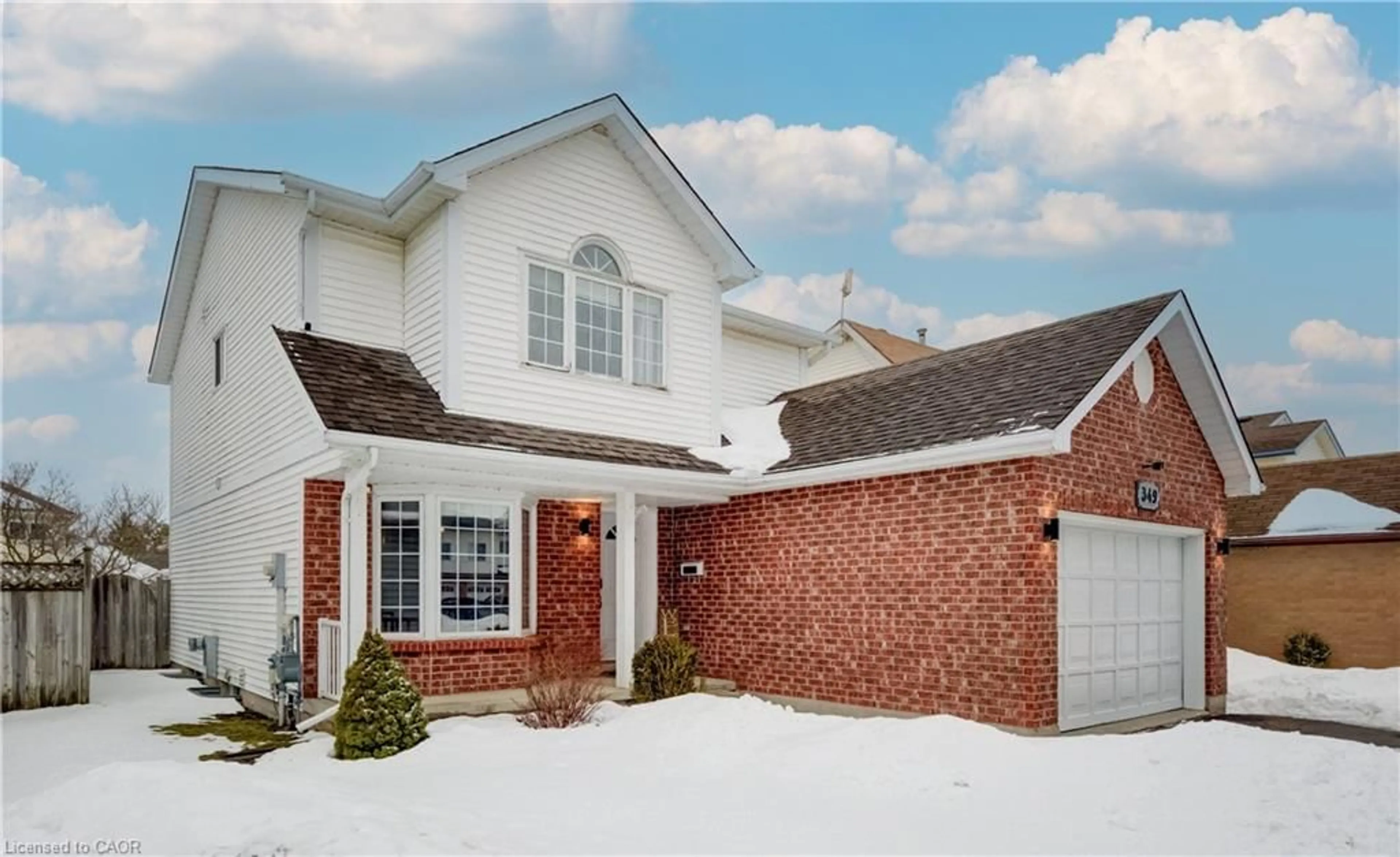 Home with brick exterior material, street for 349 Bushview Cres, Waterloo Ontario N2V 2A6