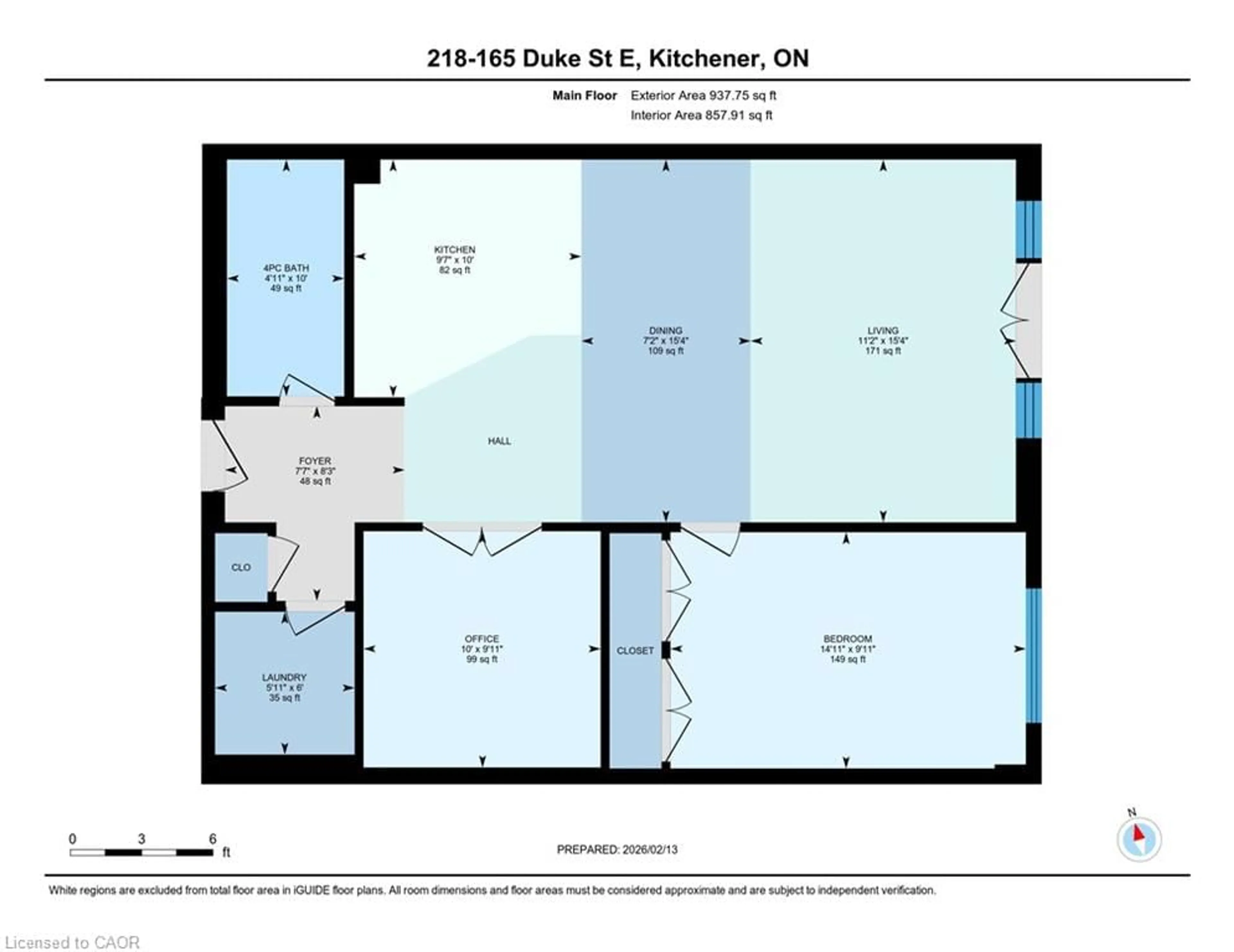 Floor plan for 165 Duke St #218, Kitchener Ontario N2H 6T8