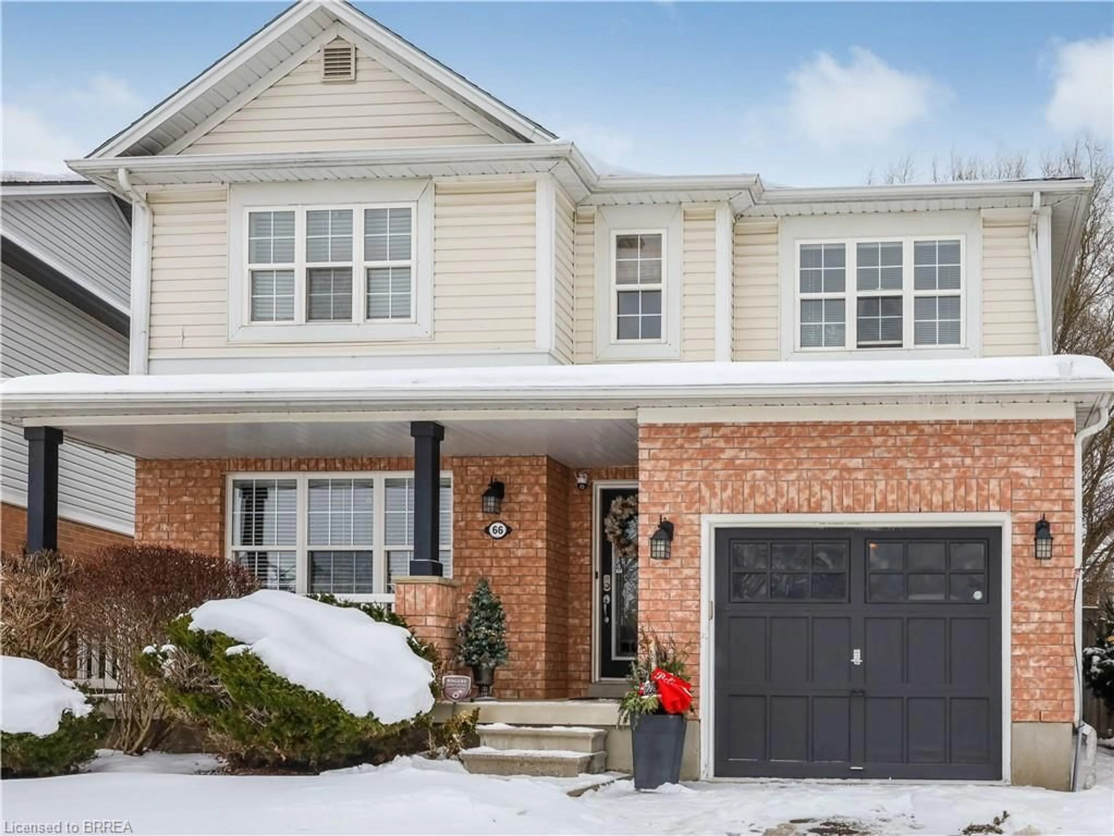 Home with brick exterior material, street for 66 Gaydon Way, Brantford Ontario N3T 6M9