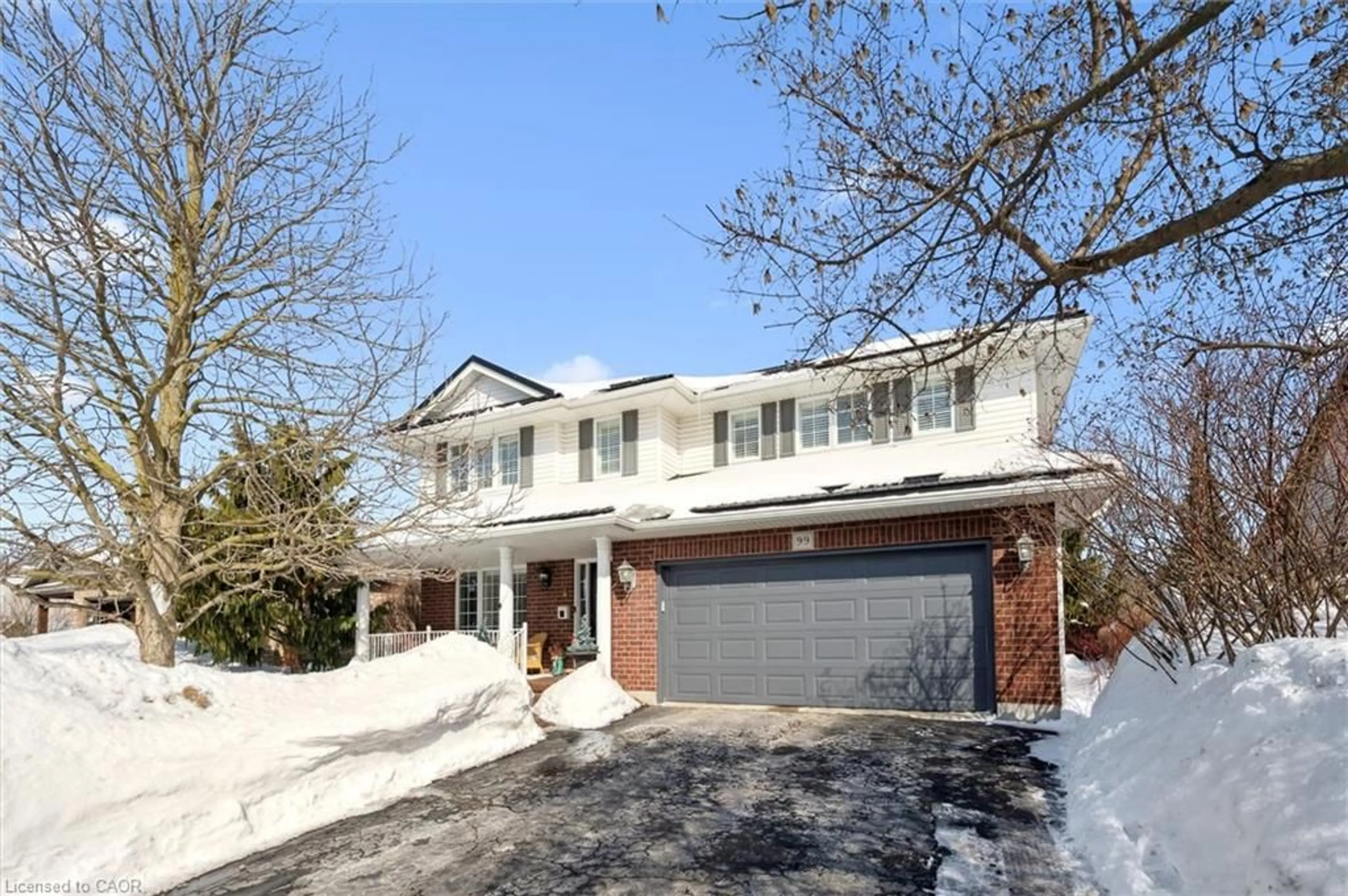 Home with brick exterior material, street for 99 Keating Dr, Elora Ontario N0B 1S0