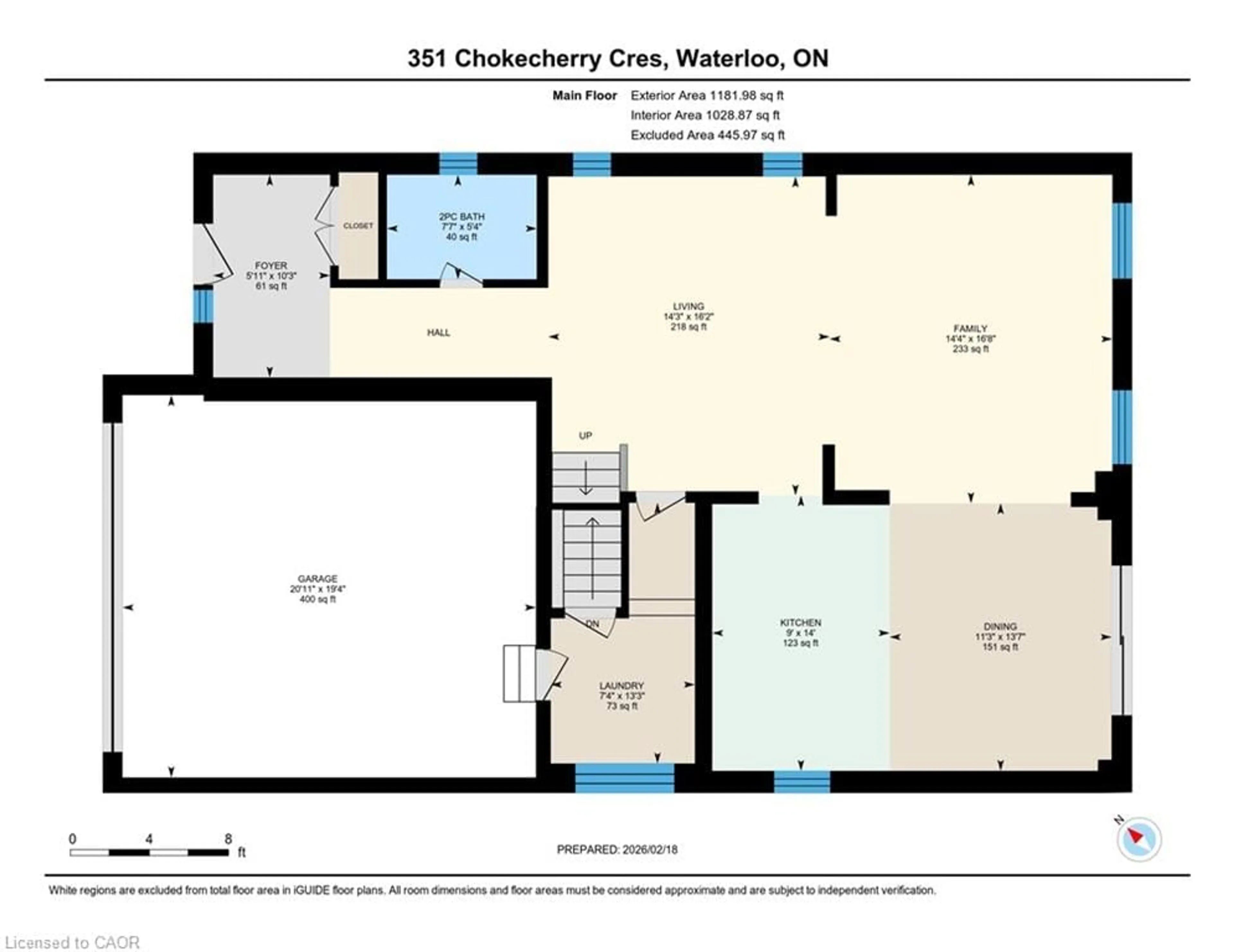 Floor plan for 351 Chokecherry Cres, Waterloo Ontario N2V 0H1