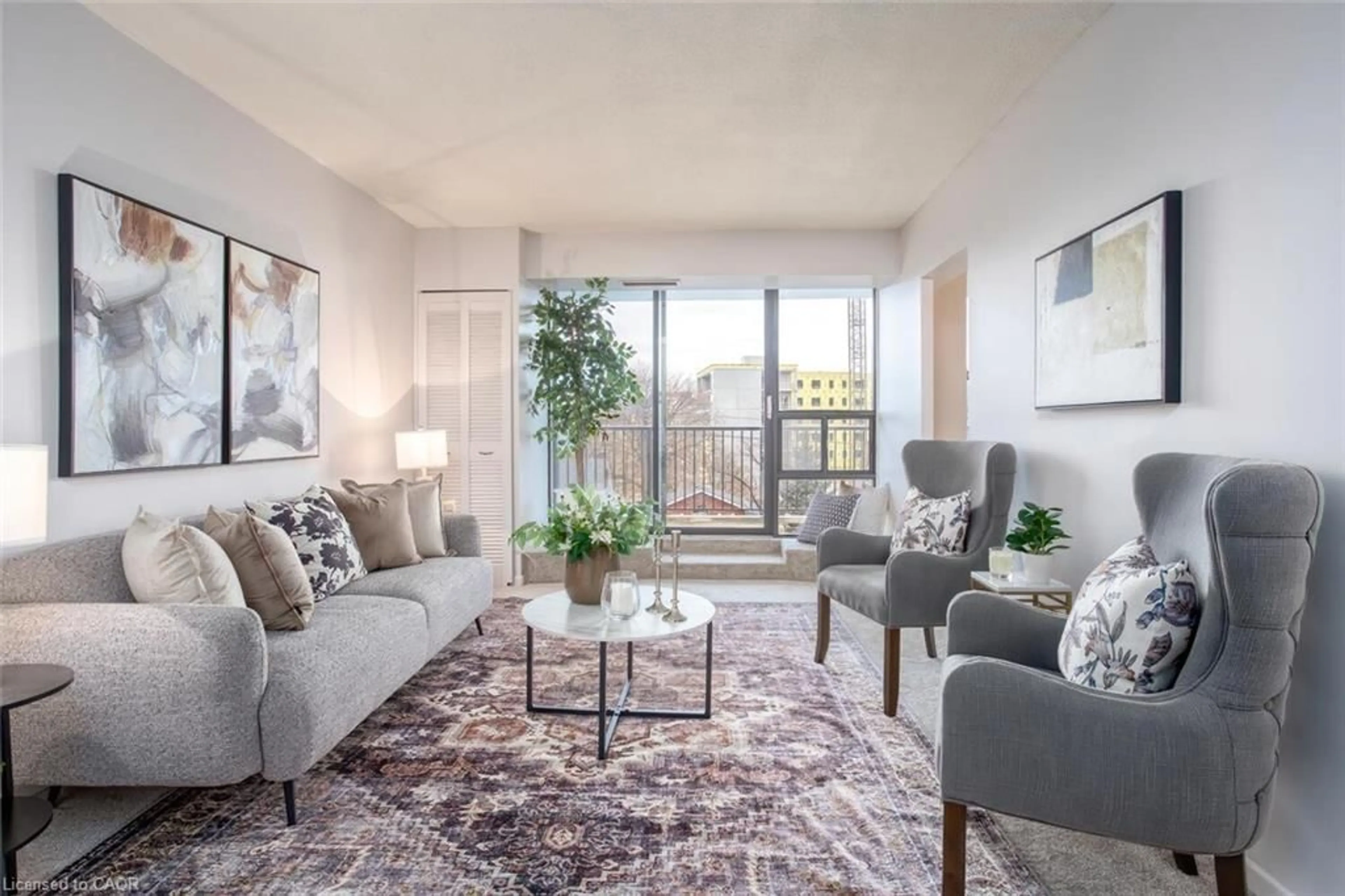 Living room with furniture, unknown for 81 Church St #403, Kitchener Ontario N2G 4M1