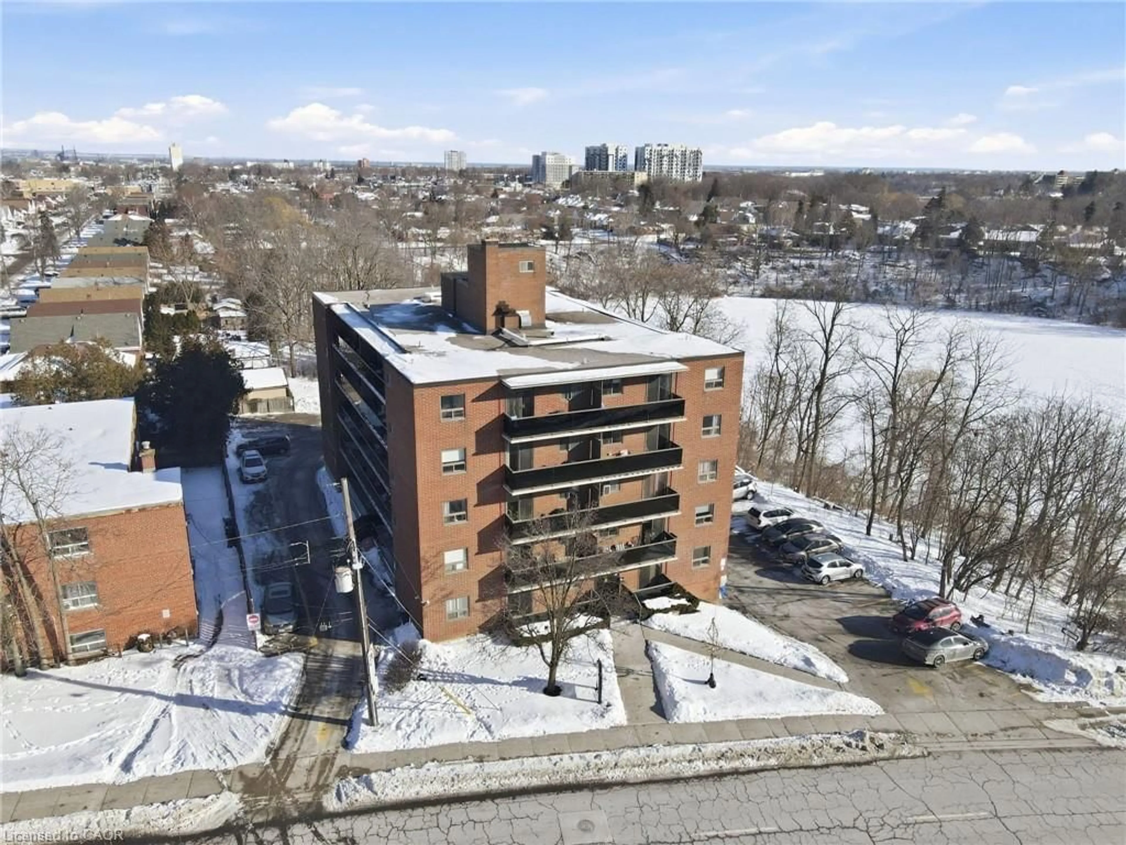 A pic from outside/outdoor area/front of a property/back of a property/a pic from drone, city buildings view from balcony for 2373 King St #38, Hamilton Ontario L8K 1X9