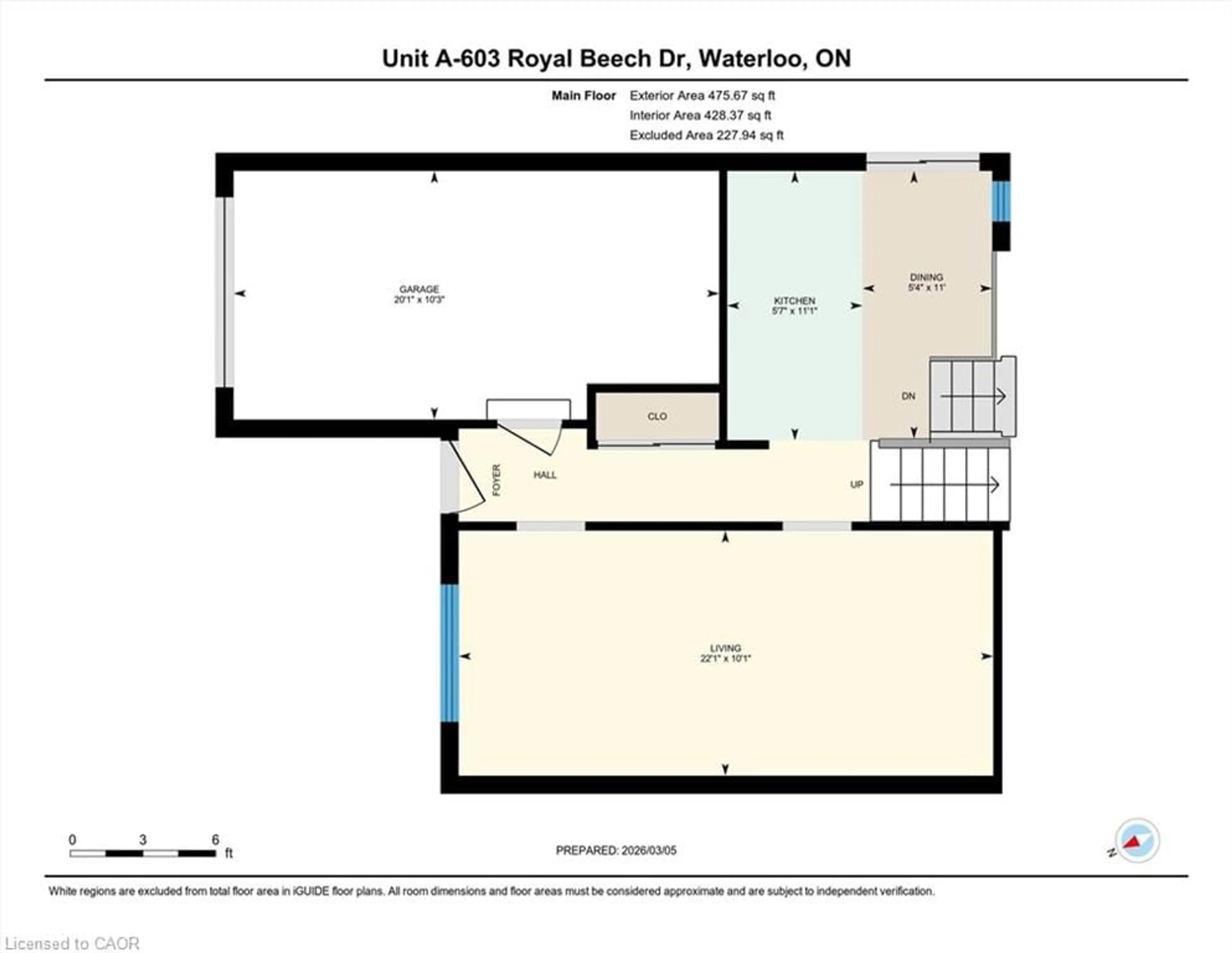 Floor plan for 603 Royal Beech Dr #A, Waterloo Ontario N2T 2K3
