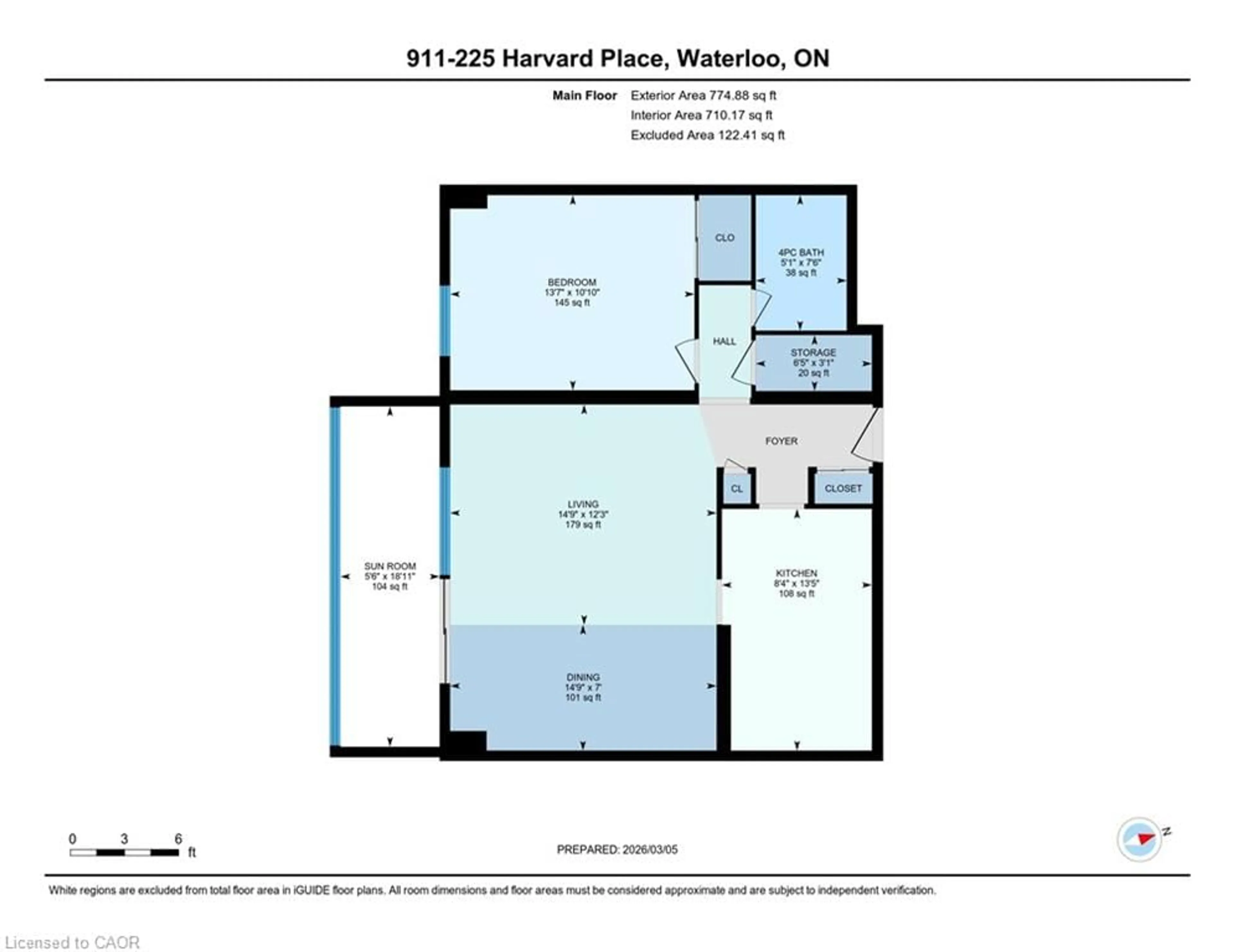 Floor plan for 225 Harvard Pl #911, Waterloo Ontario N2J 4H4