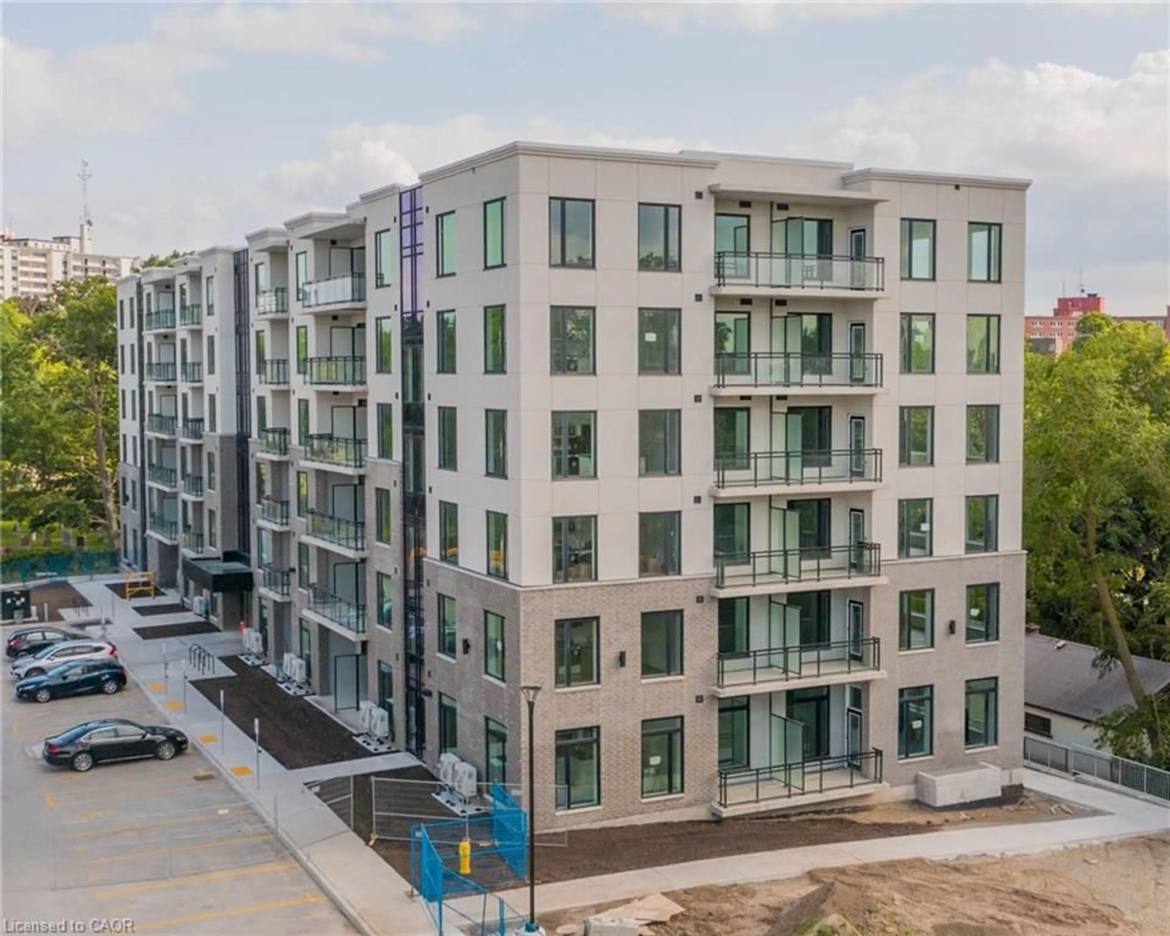 A pic from outside/outdoor area/front of a property/back of a property/a pic from drone, city buildings view from balcony for 103 Roger St #310, Waterloo Ontario N2J 0G2