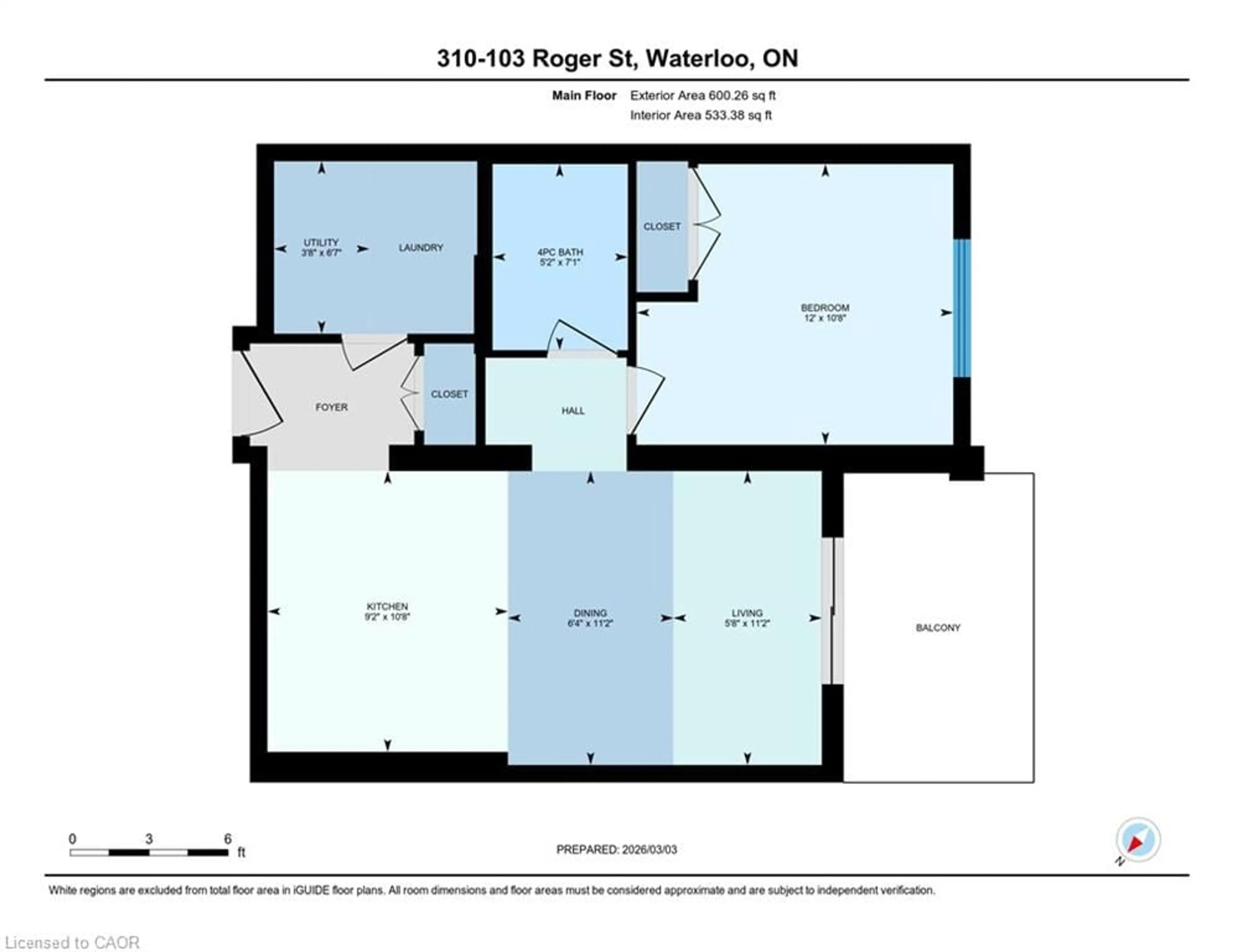 Floor plan for 103 Roger St #310, Waterloo Ontario N2J 0G2