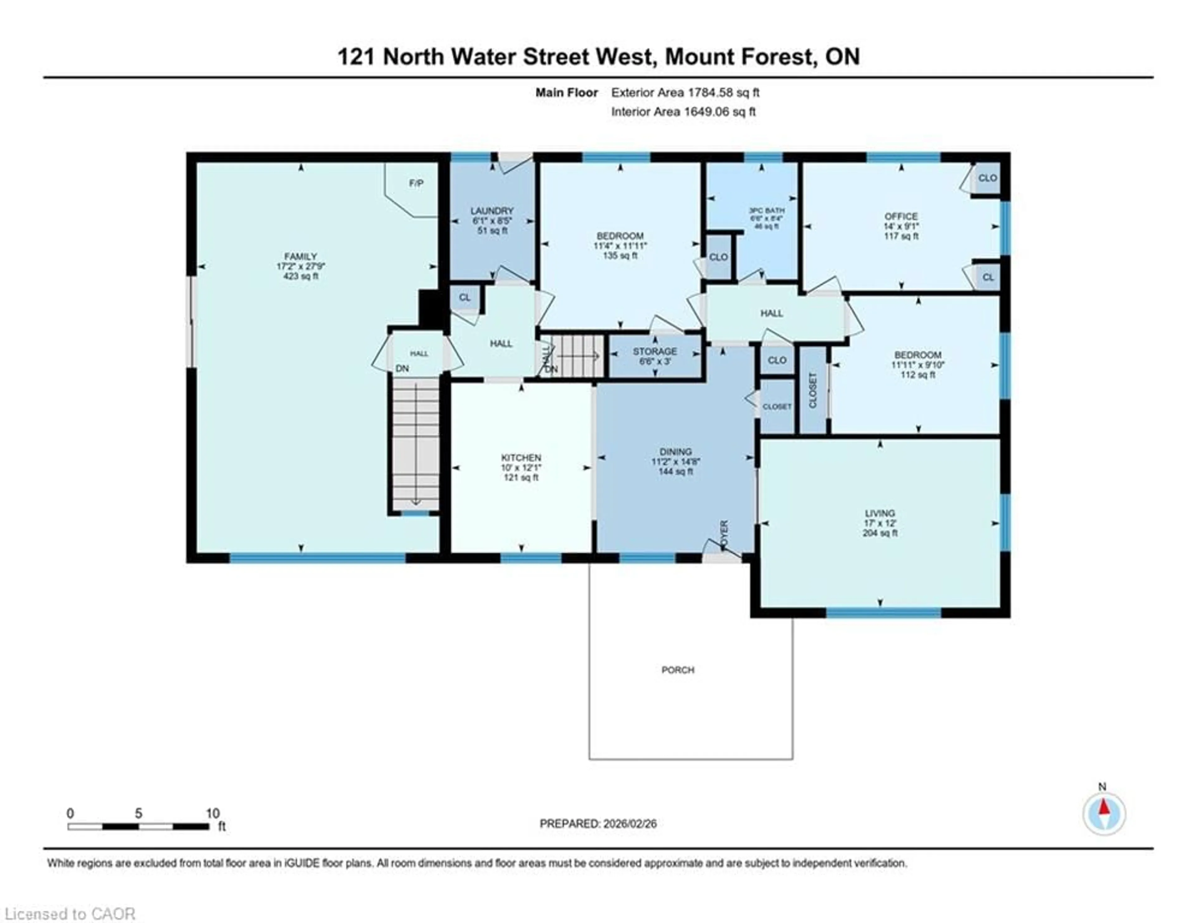 Floor plan for 121 North Water St, Mount Forest Ontario N0G 2L3