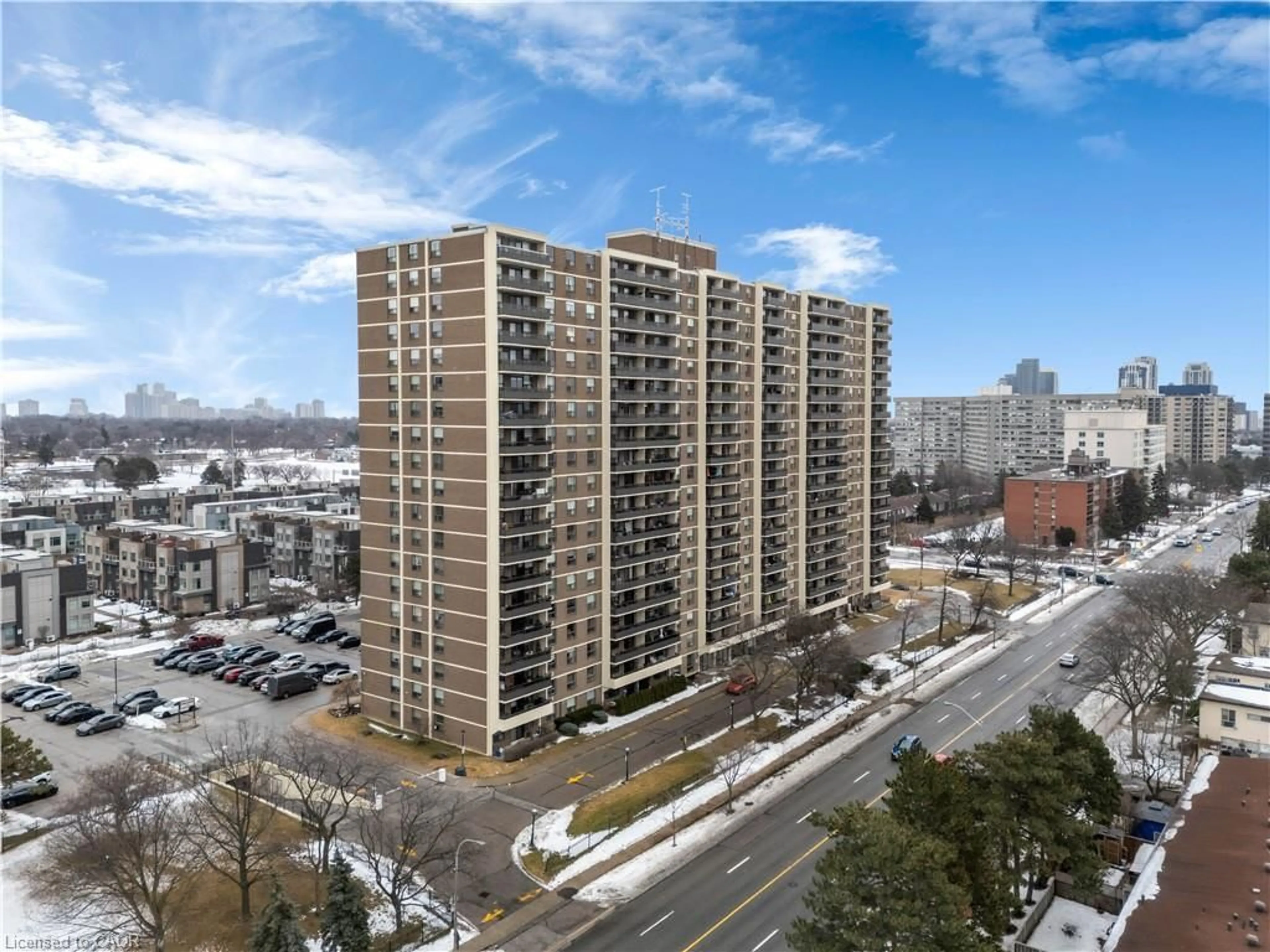A pic from outside/outdoor area/front of a property/back of a property/a pic from drone, city buildings view from balcony for 511 The West Mall Dr #1108, Toronto Ontario M9C 1G5