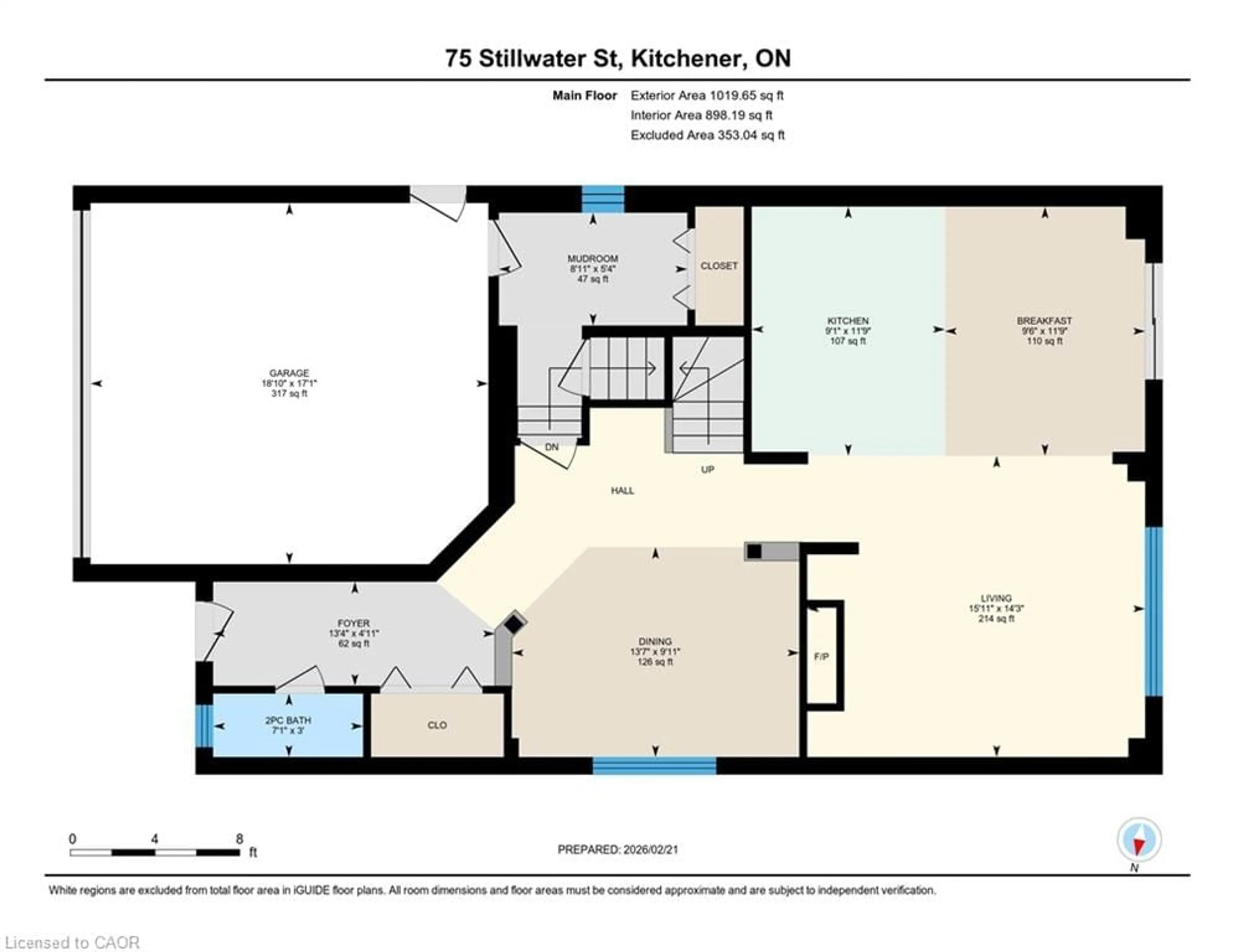 Floor plan for 75 Stillwater St, Kitchener Ontario N2A 0J1