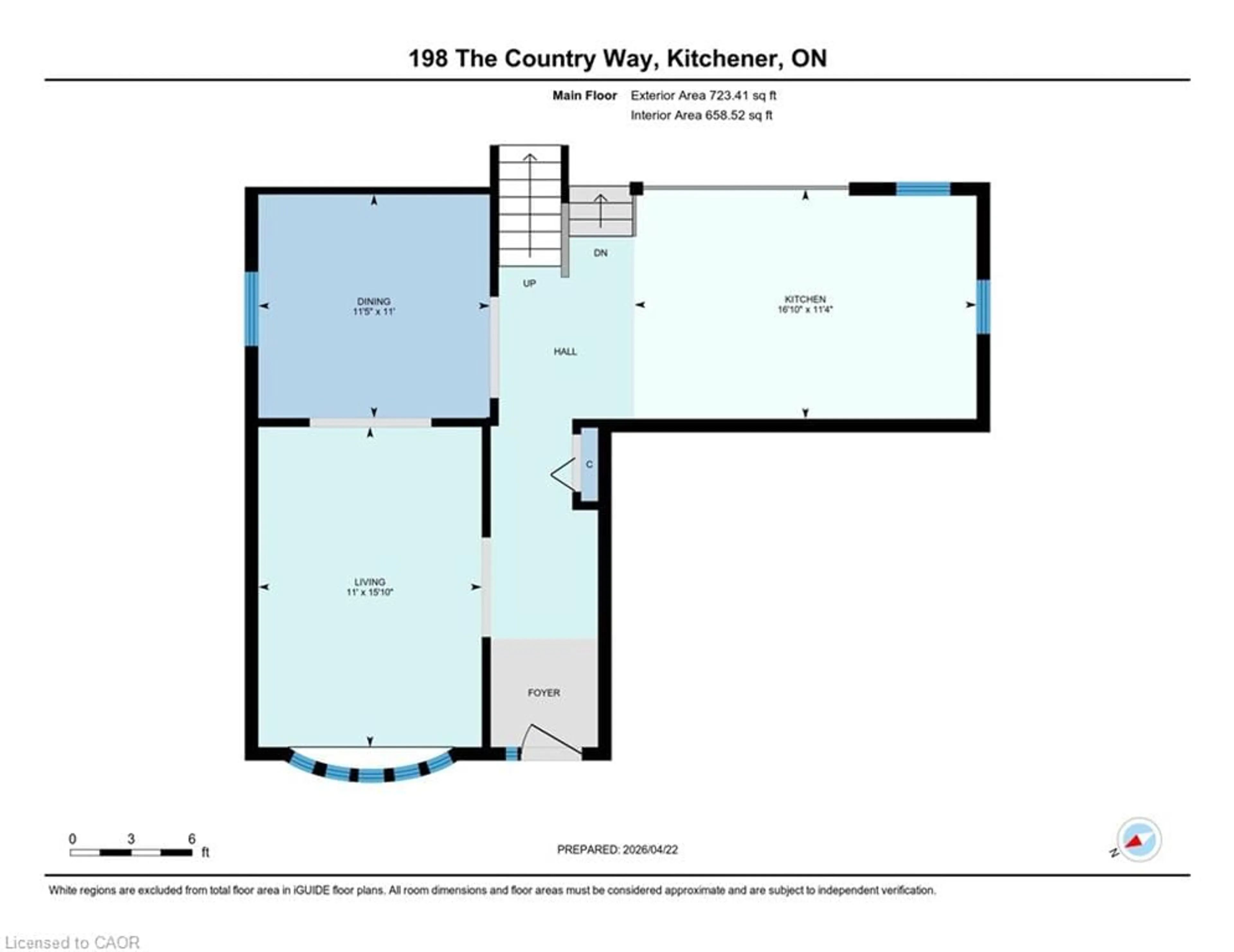 Floor plan for 198 The Country Way, Kitchener Ontario N2E 2P4