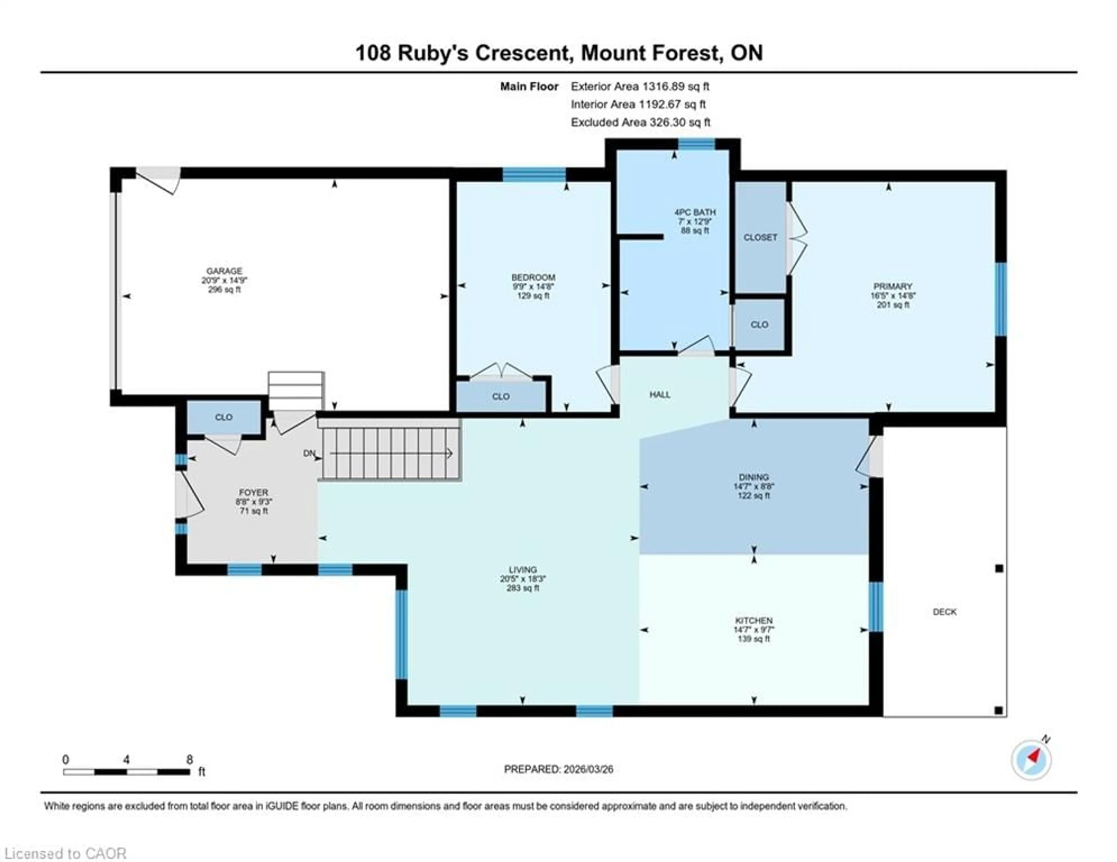Floor plan for 108 Ruby's Cres, Mount Forest Ontario N0G 2L2