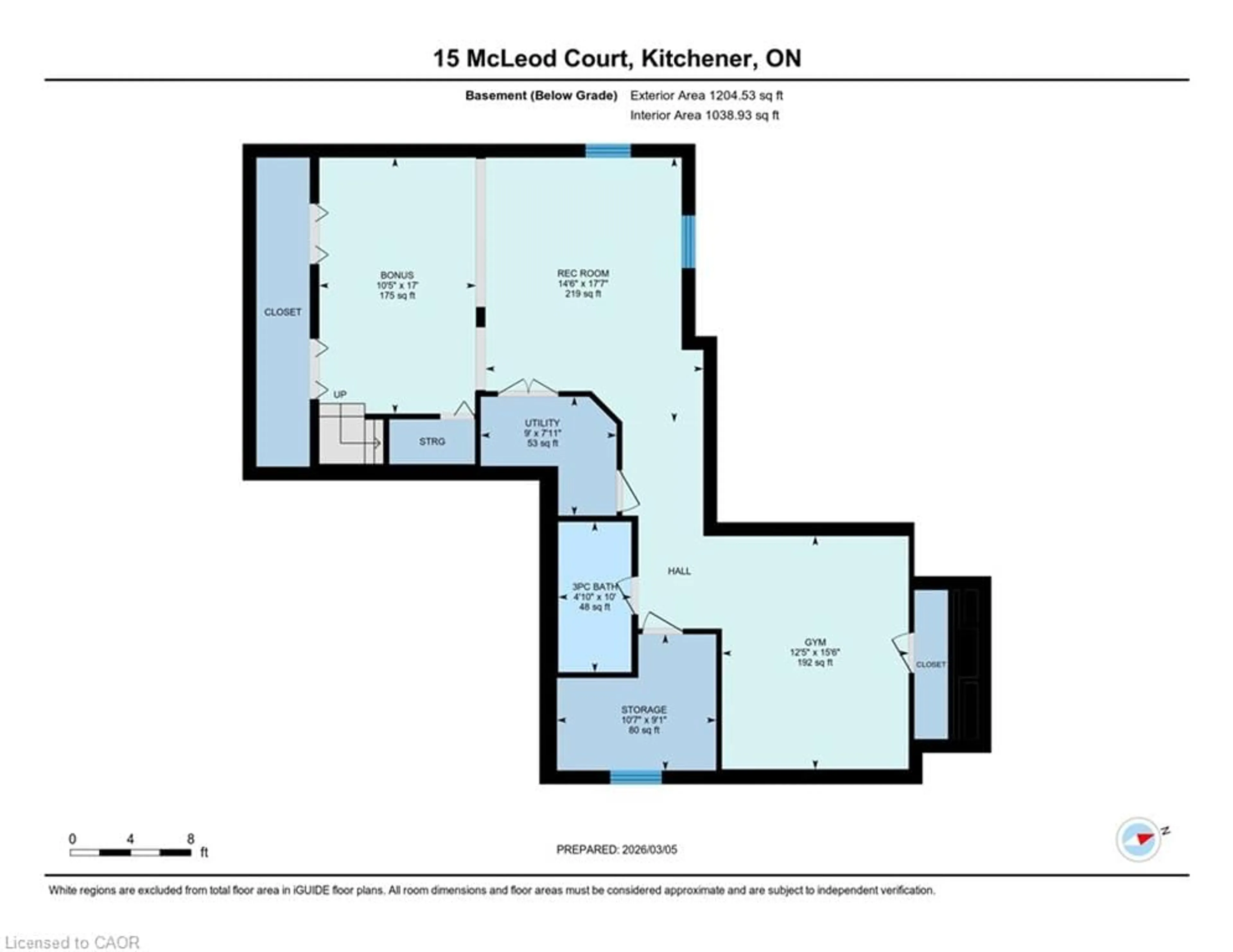 Floor plan for 15 Mcleod Crt, Kitchener Ontario N2R 1A9