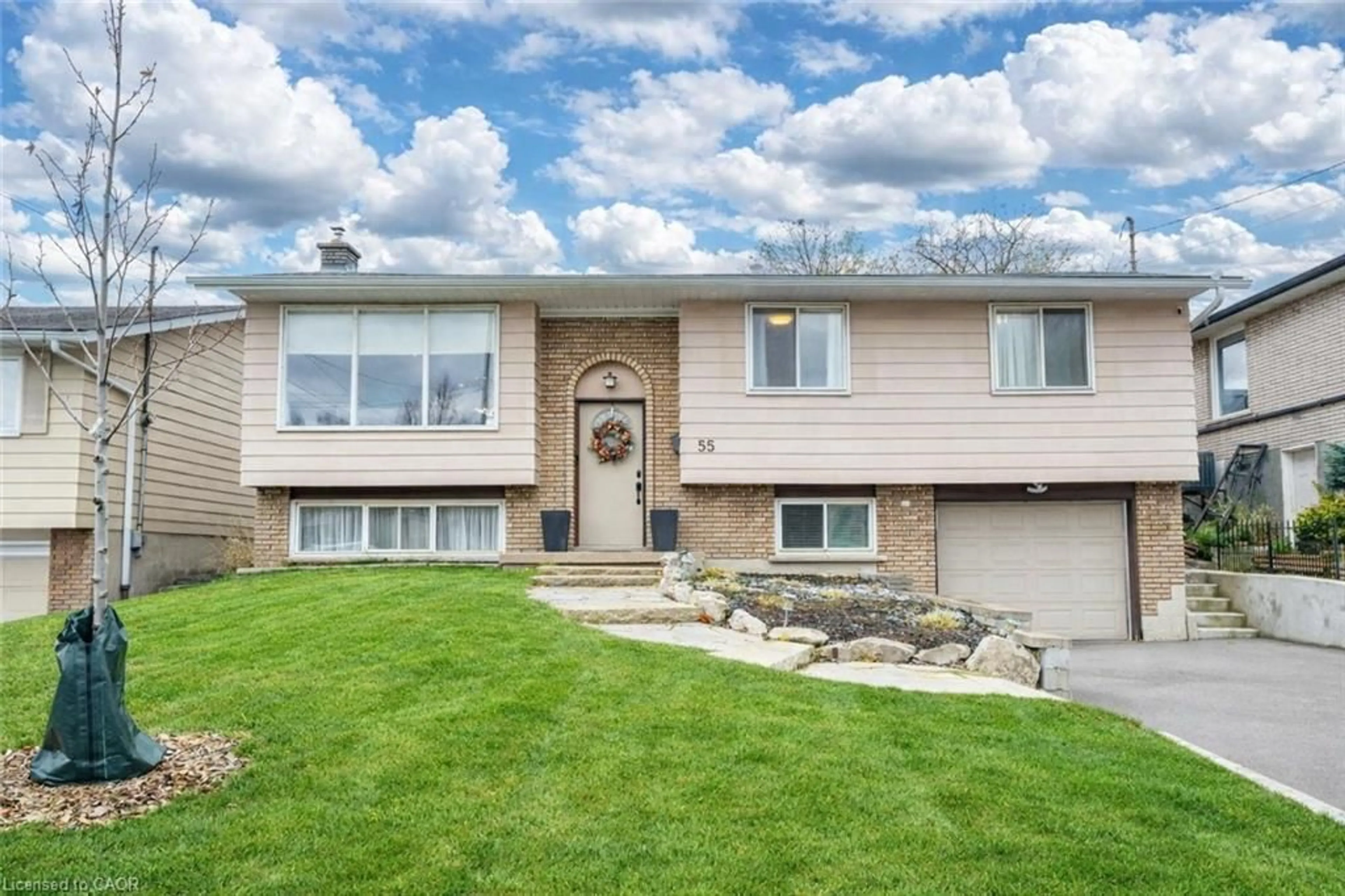 Home with vinyl exterior material, street for 55 Juanita Dr, Hamilton Ontario L9C 2G4