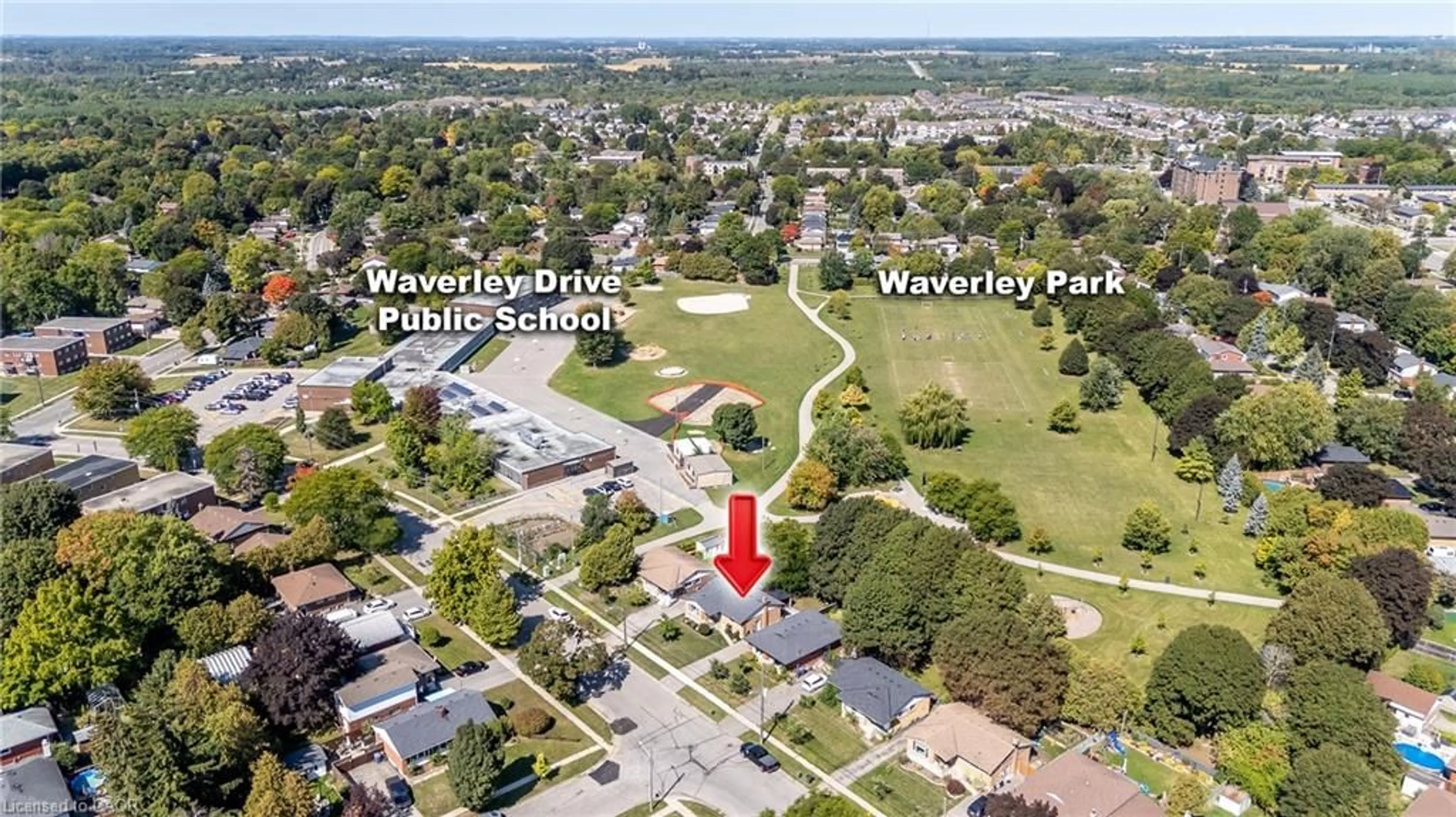 A pic from outside/outdoor area/front of a property/back of a property/a pic from drone, street for 154 Waverley Dr, Guelph Ontario N1E 1H2