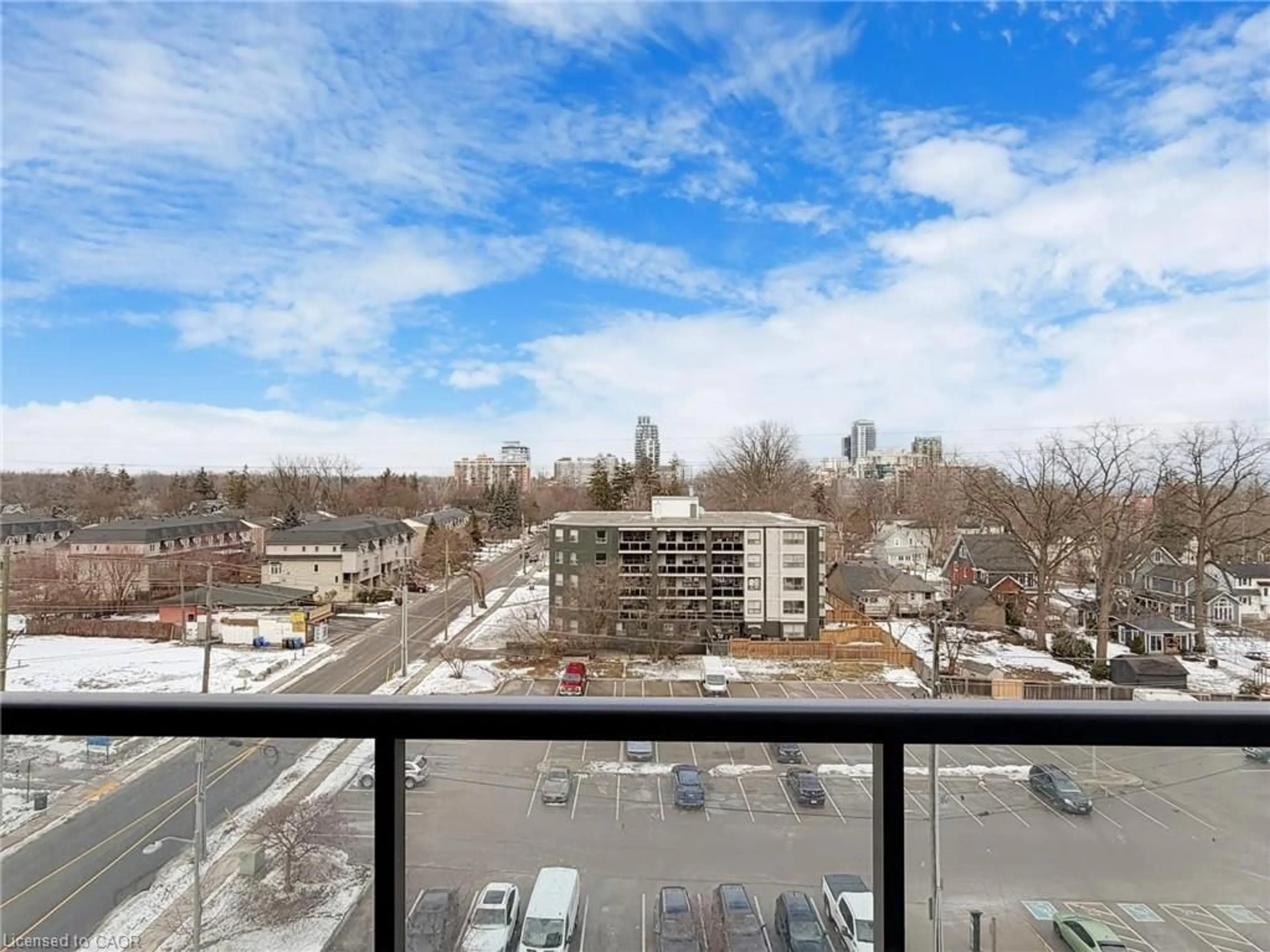 Balcony in the apartment, city buildings view from balcony for 500 Brock Ave #604, Burlington Ontario L7S 0A5